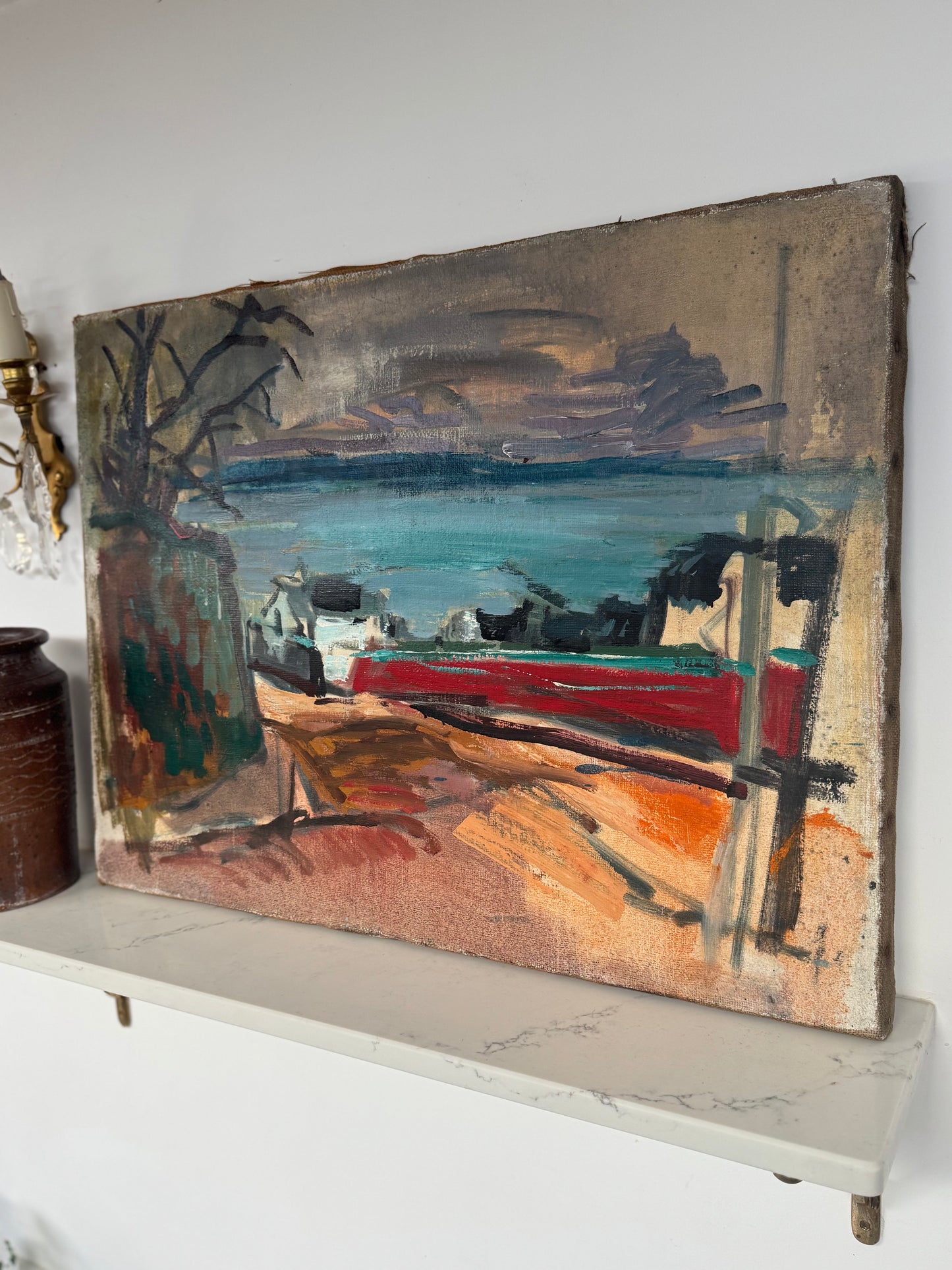 Mid Century Expressionistic Nude, Double Sided Oil On Canvas