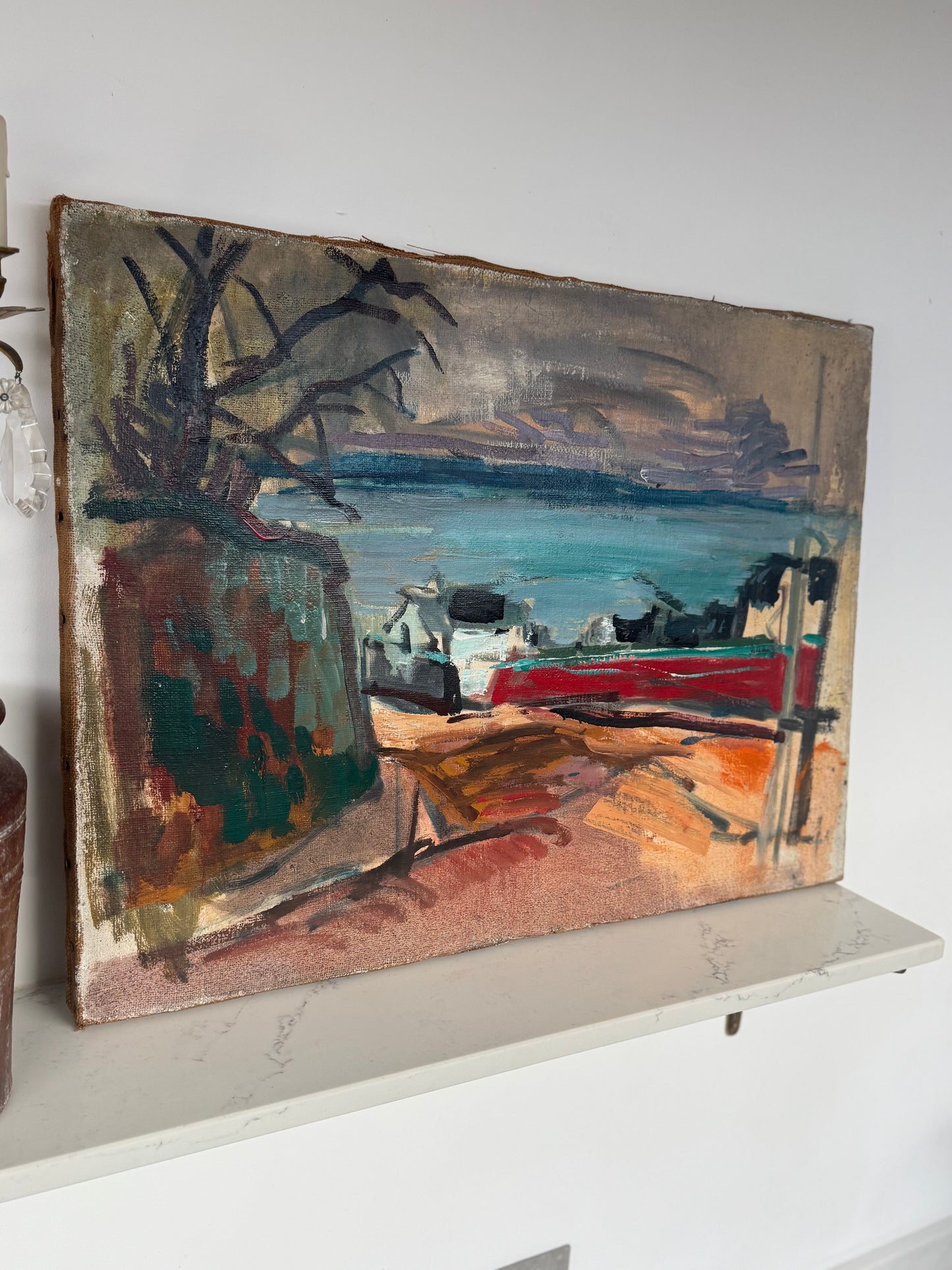 Mid Century Expressionistic Nude, Double Sided Oil On Canvas