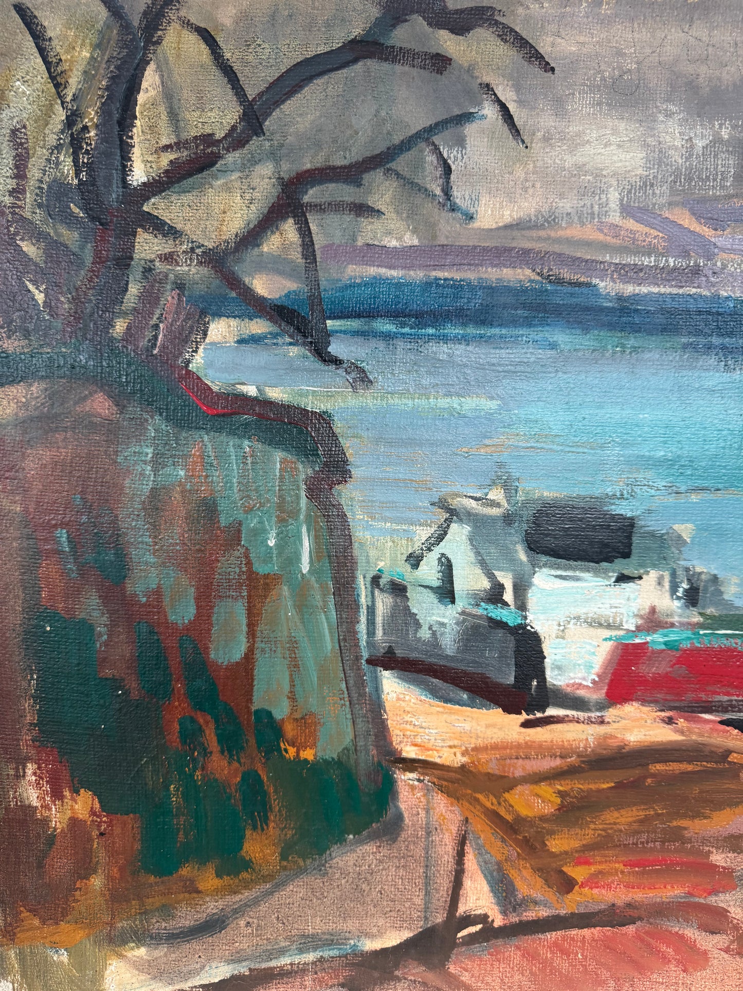 Mid Century Expressionistic Nude, Double Sided Oil On Canvas