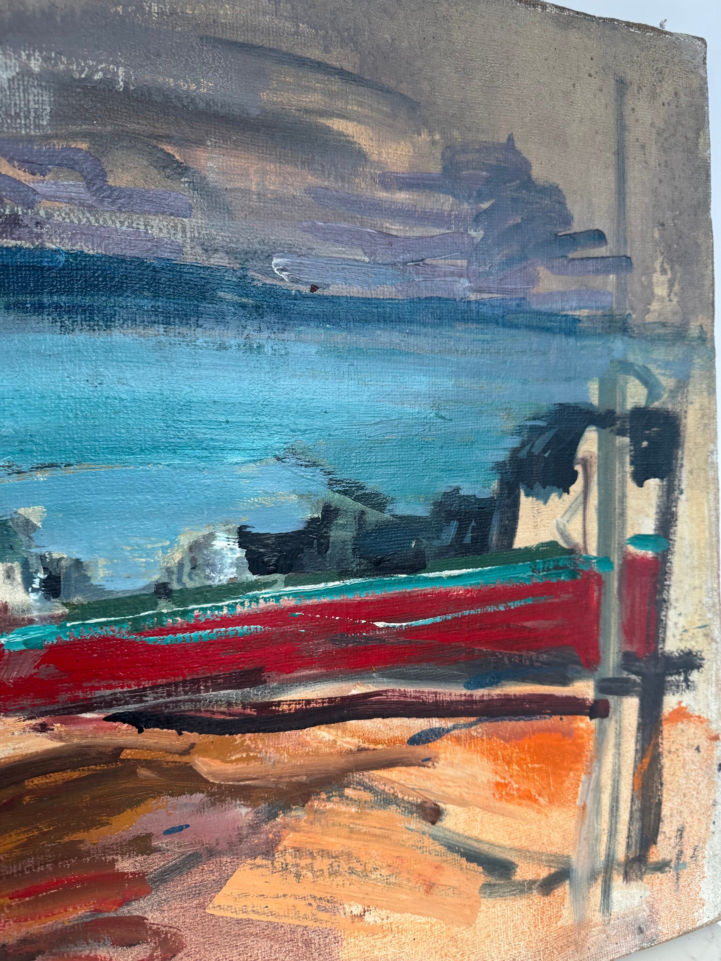 Mid Century Expressionistic Nude, Double Sided Oil On Canvas