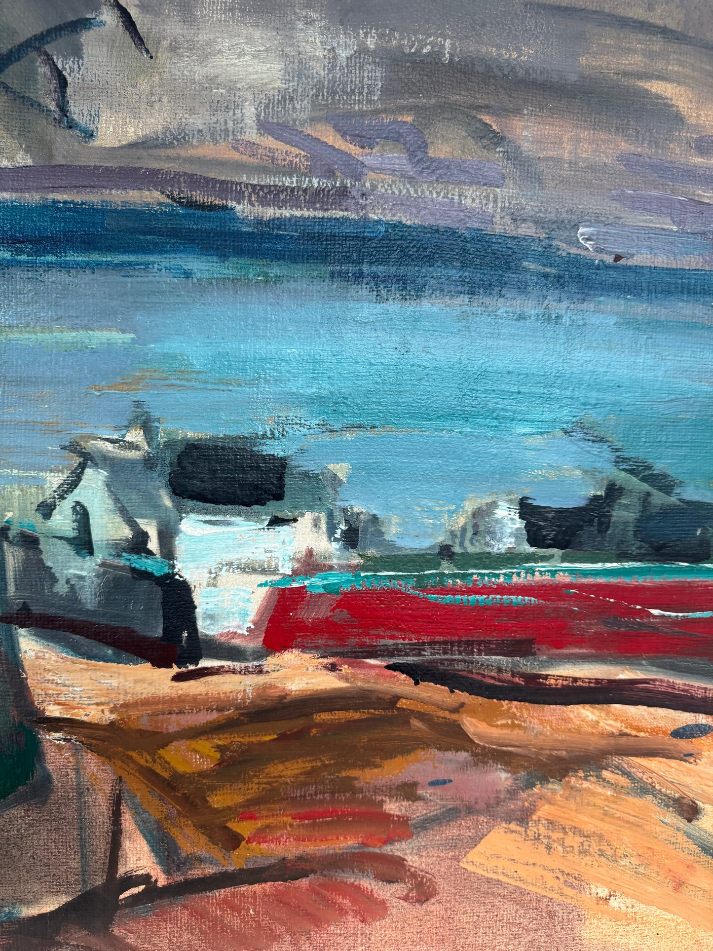 Mid Century Expressionistic Nude, Double Sided Oil On Canvas