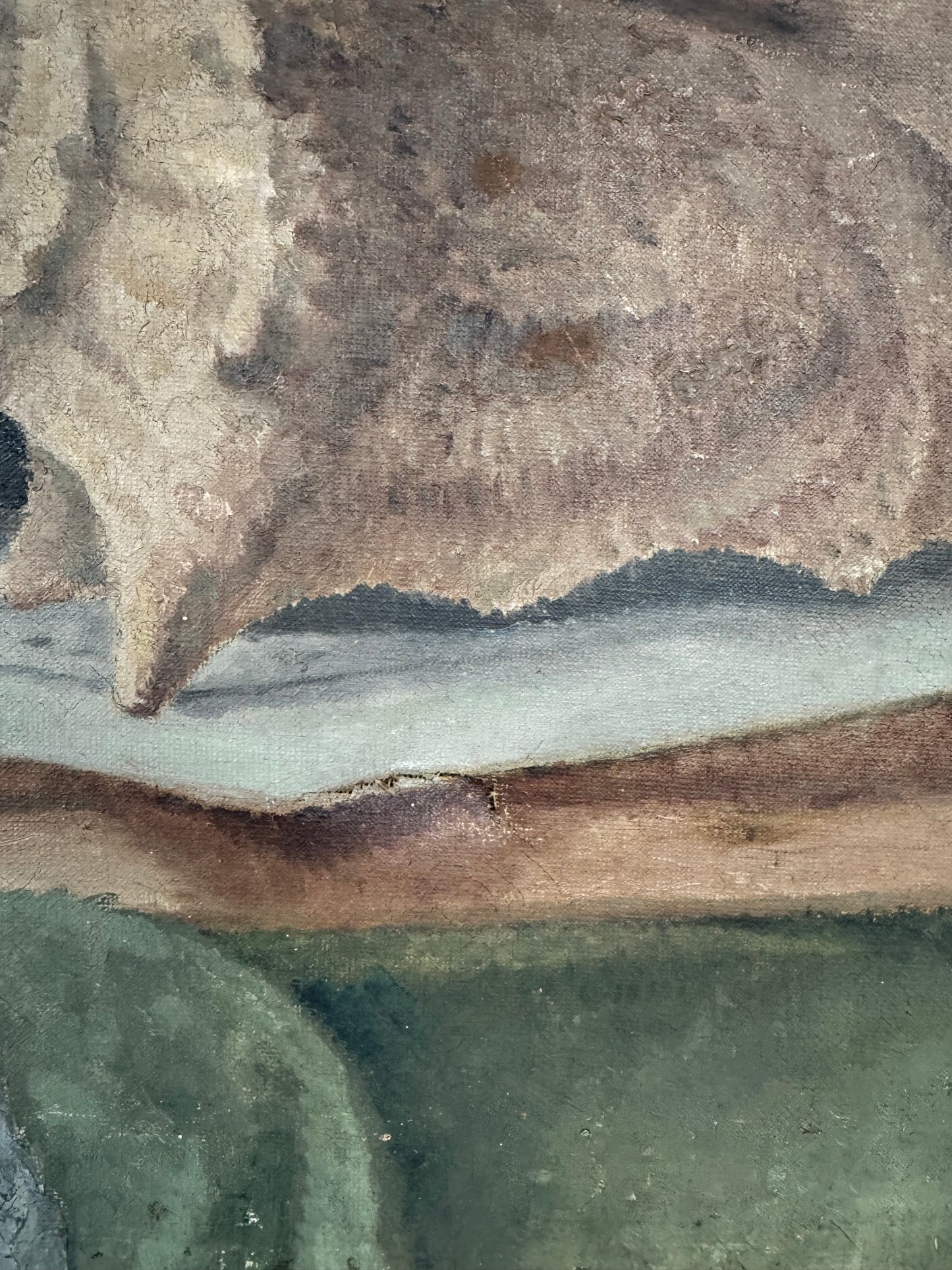 Vintage Still Life Shell & Pot Oil On Canvas