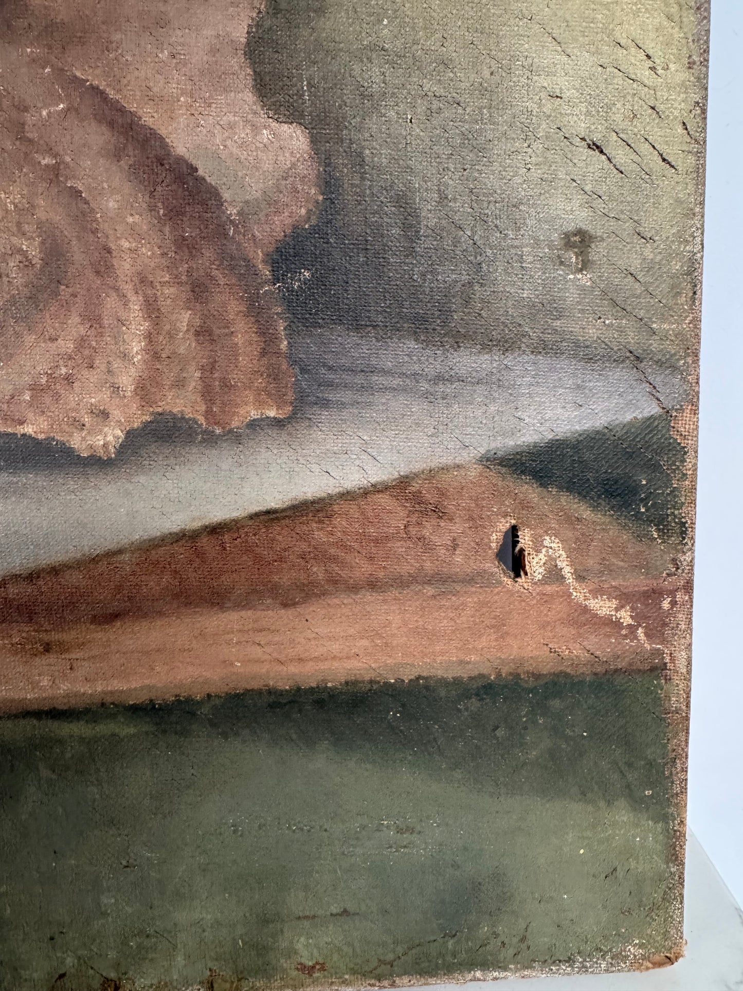 Vintage Still Life Shell & Pot Oil On Canvas