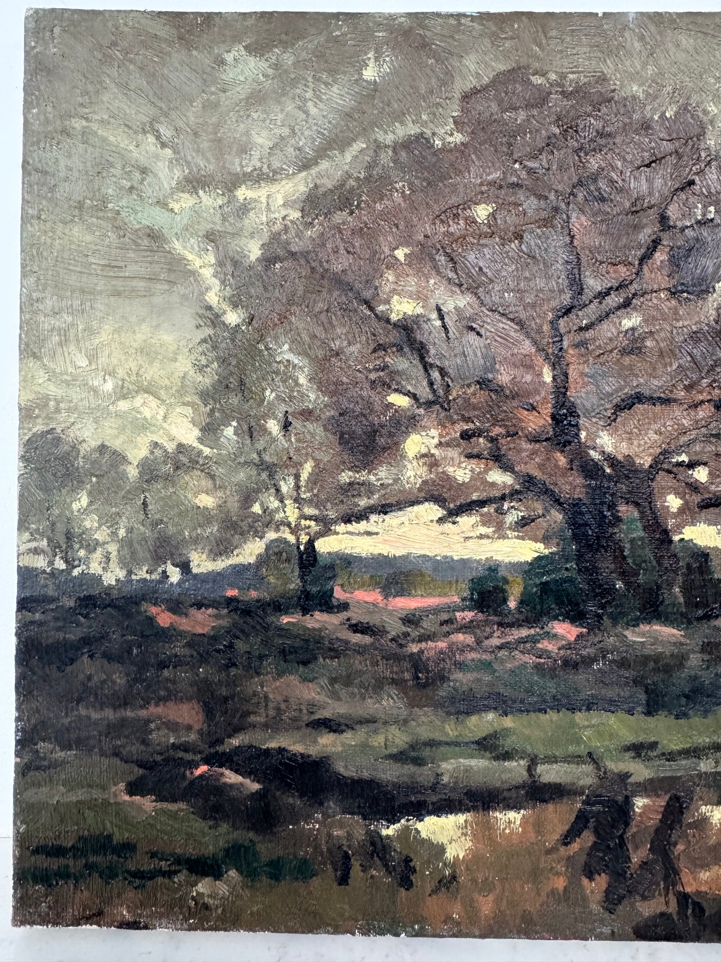 Vintage French Landscape Trees Oil On Canvas