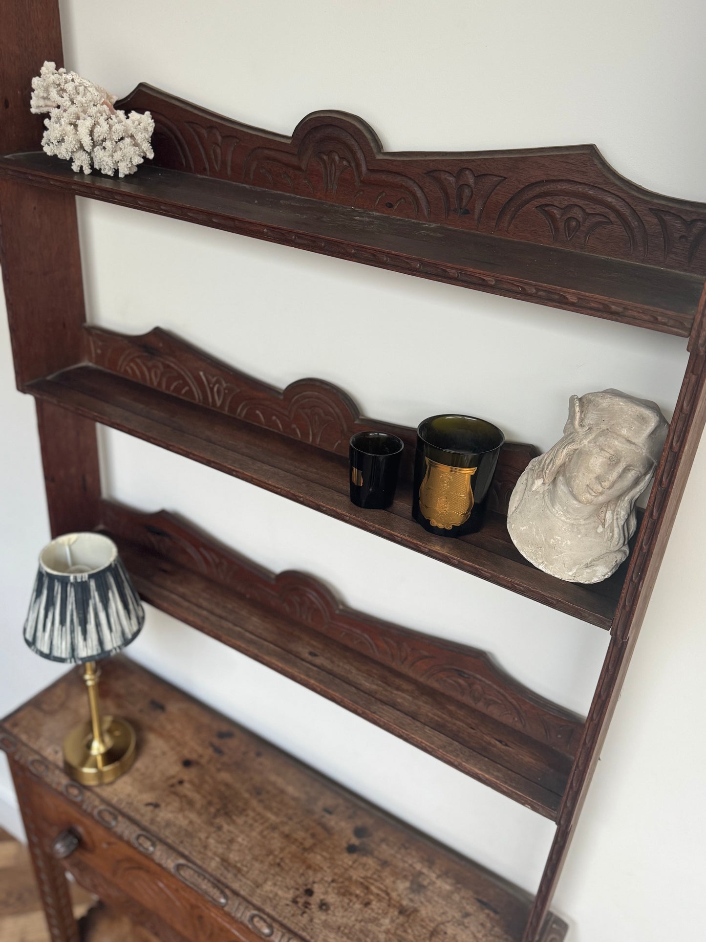 Antique Carved 19th Century Oak Dresser