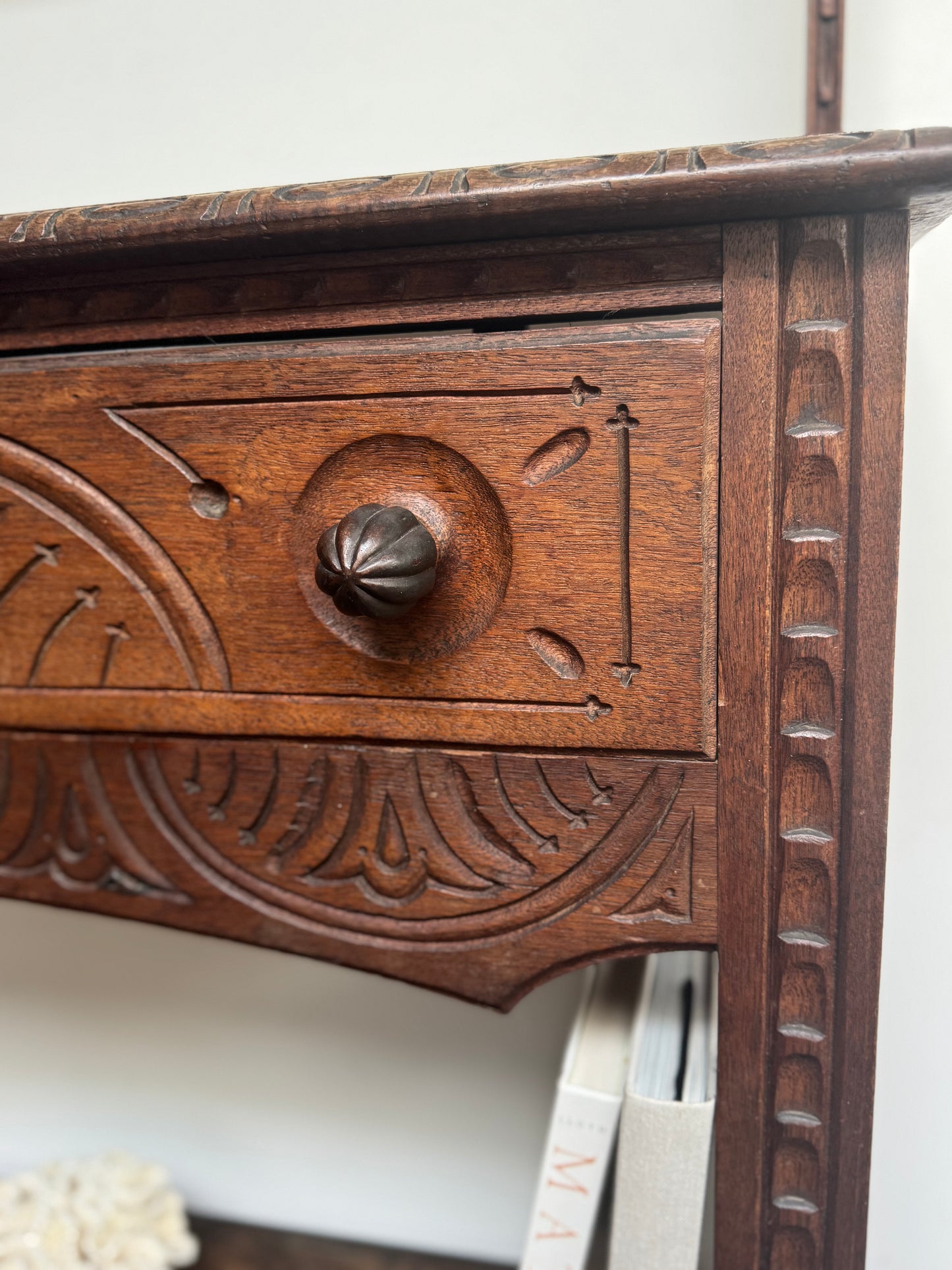 Antique Carved 19th Century Oak Dresser