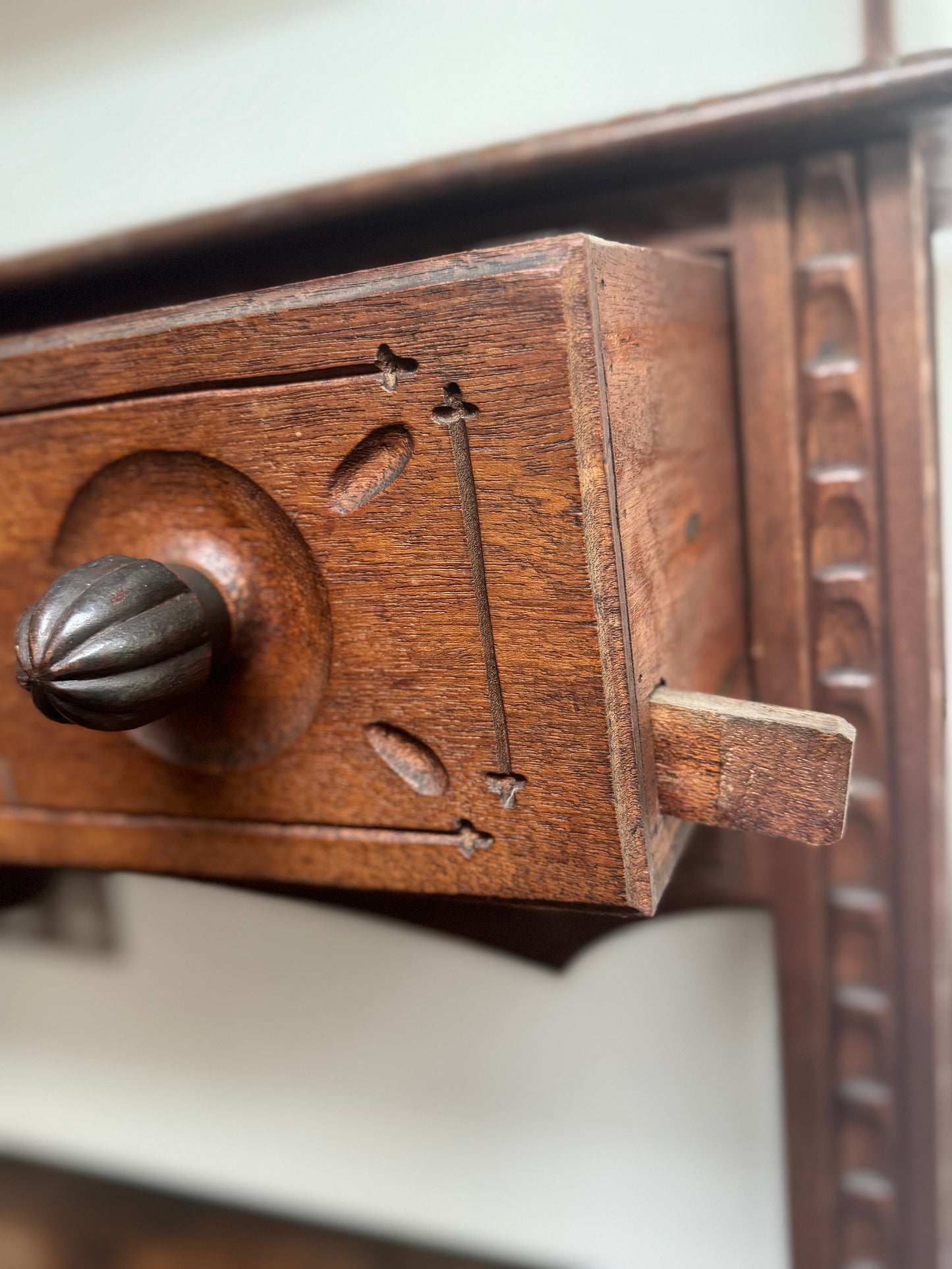 Antique Carved 19th Century Oak Dresser