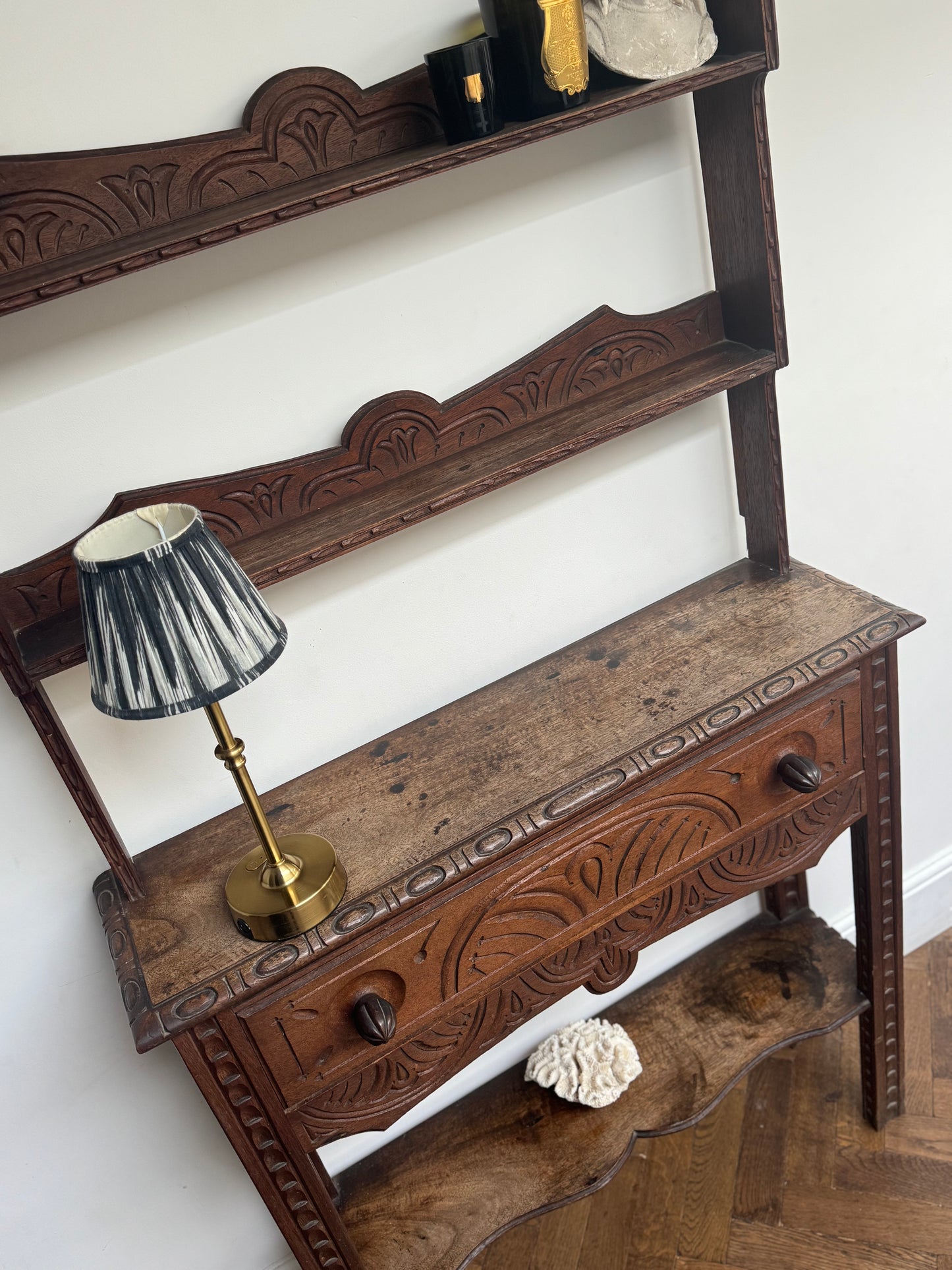 Antique Carved 19th Century Oak Dresser