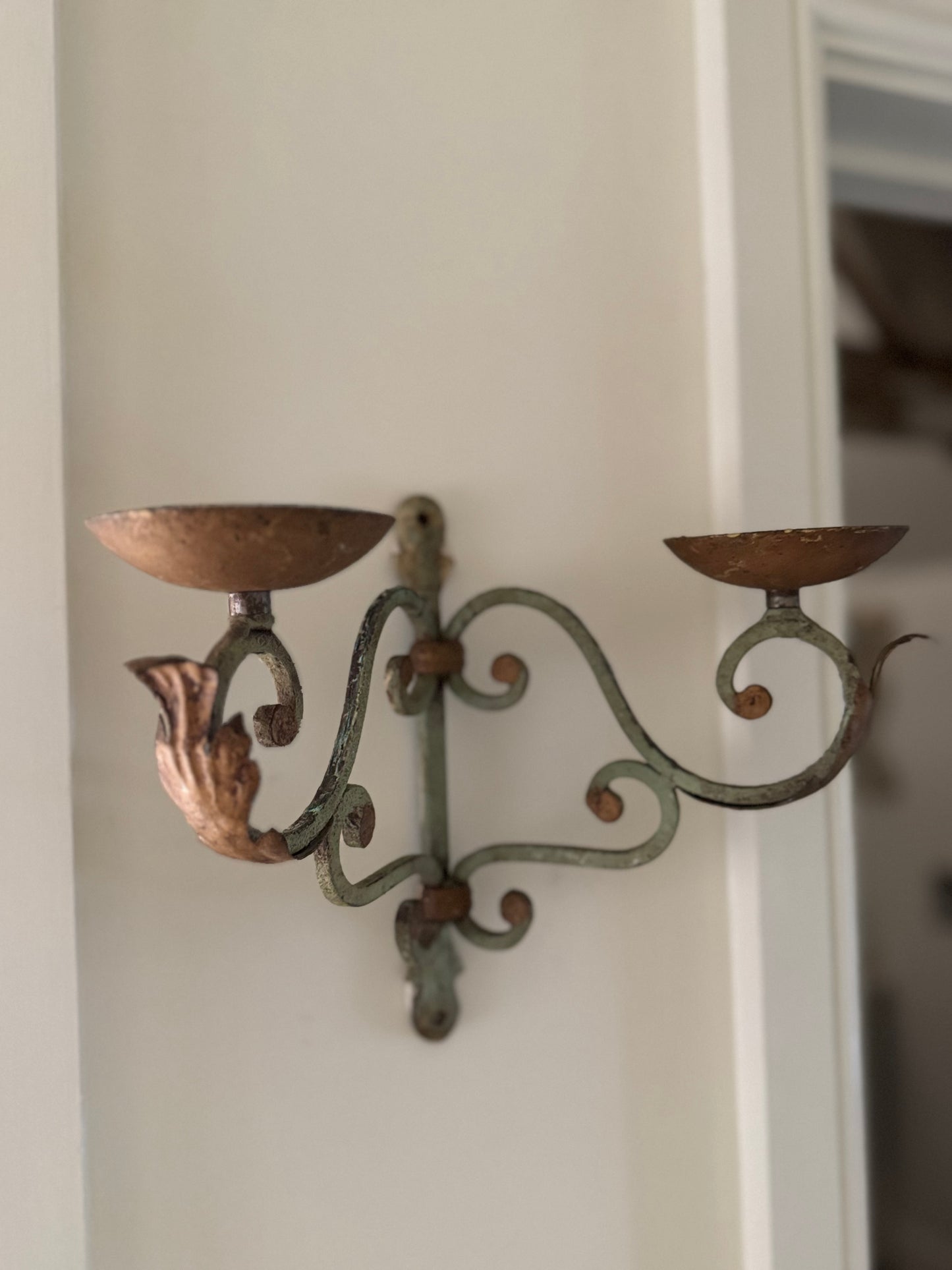 Pair Of Antique French Wrought Iron Candle Wall Sconces