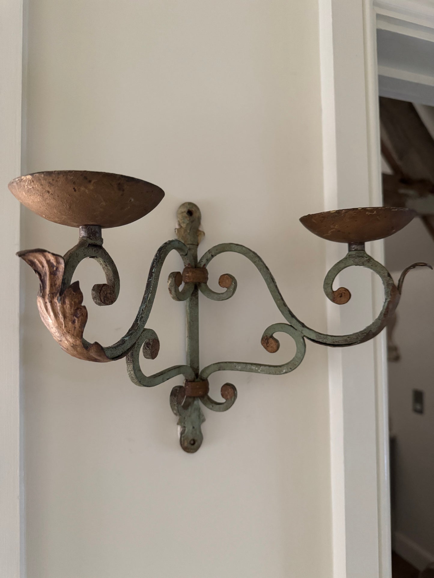 Pair Of Antique French Wrought Iron Candle Wall Sconces