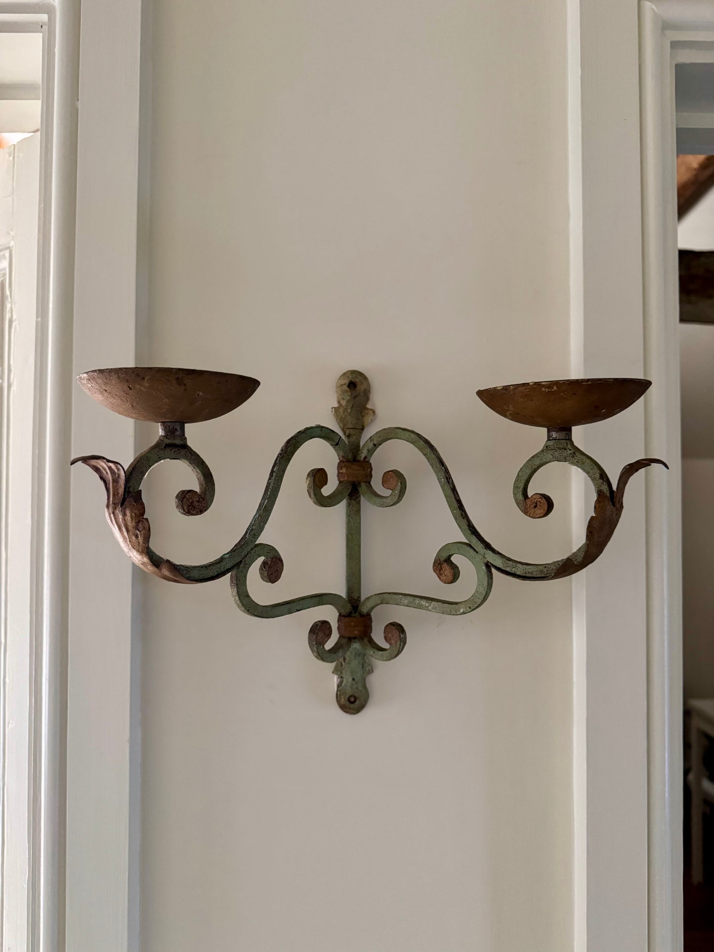 Pair Of Antique French Wrought Iron Candle Wall Sconces