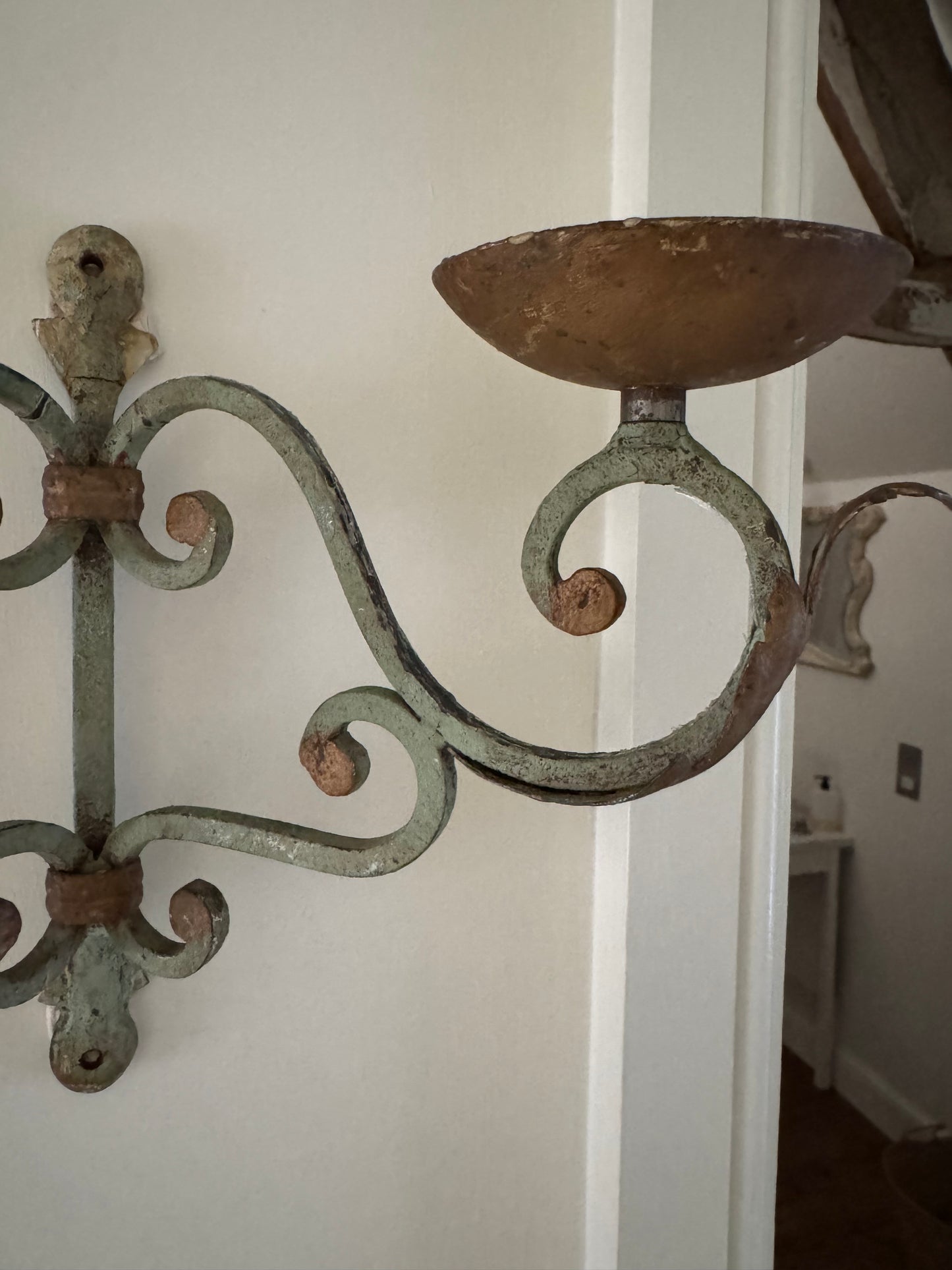 Pair Of Antique French Wrought Iron Candle Wall Sconces