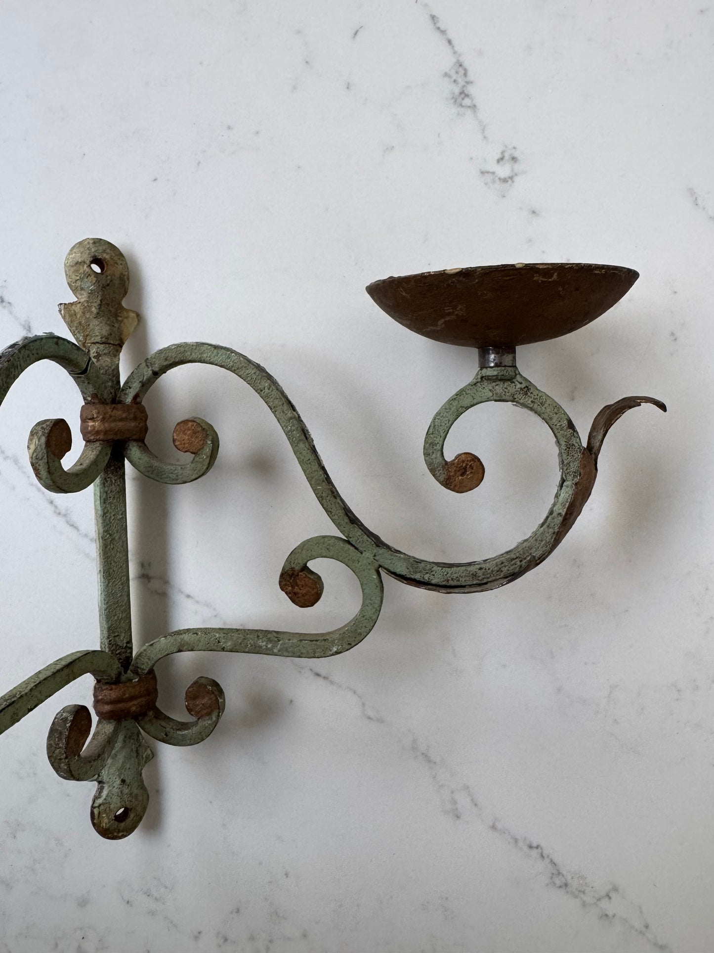 Pair Of Antique French Wrought Iron Candle Wall Sconces