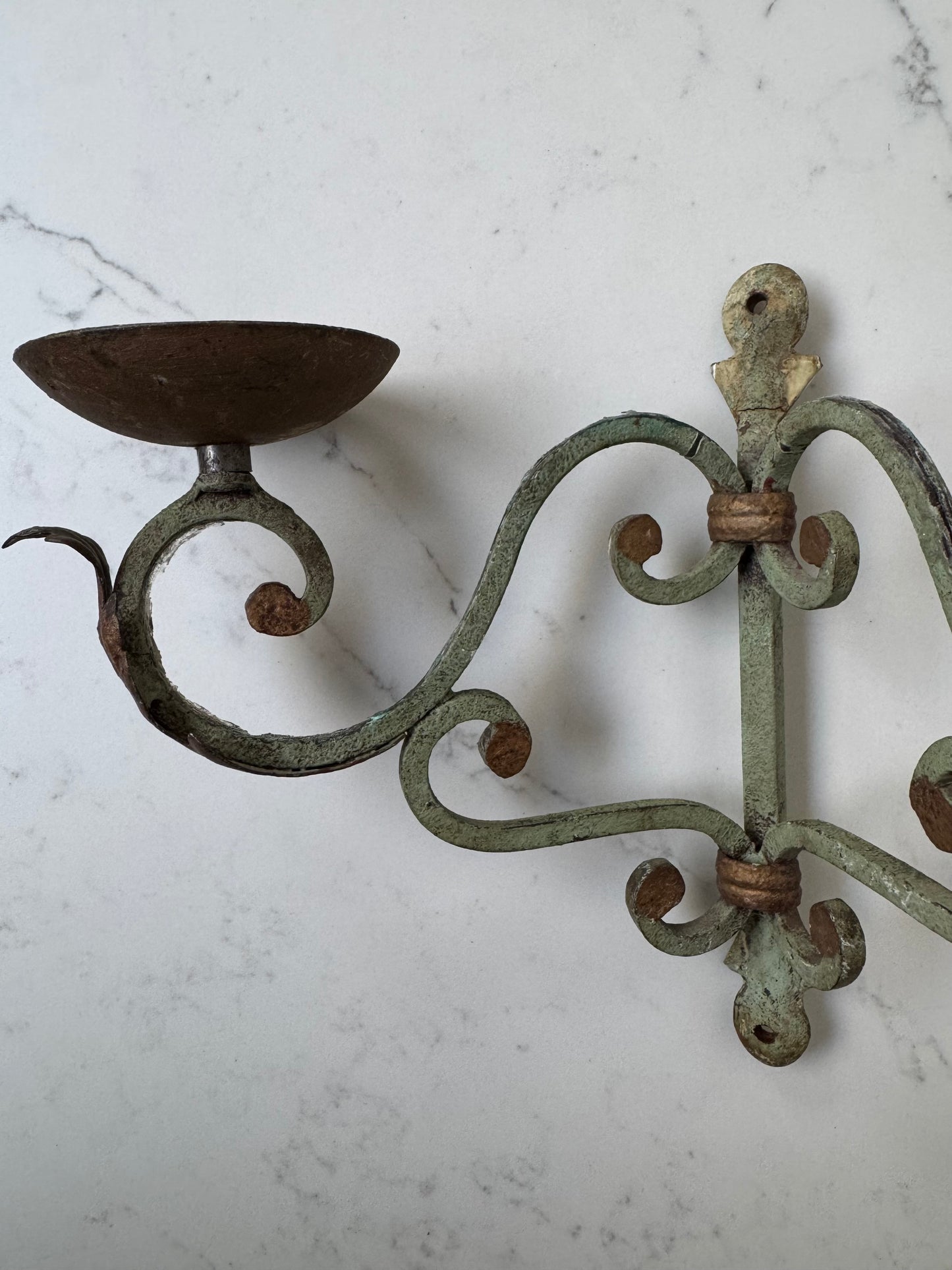 Pair Of Antique French Wrought Iron Candle Wall Sconces