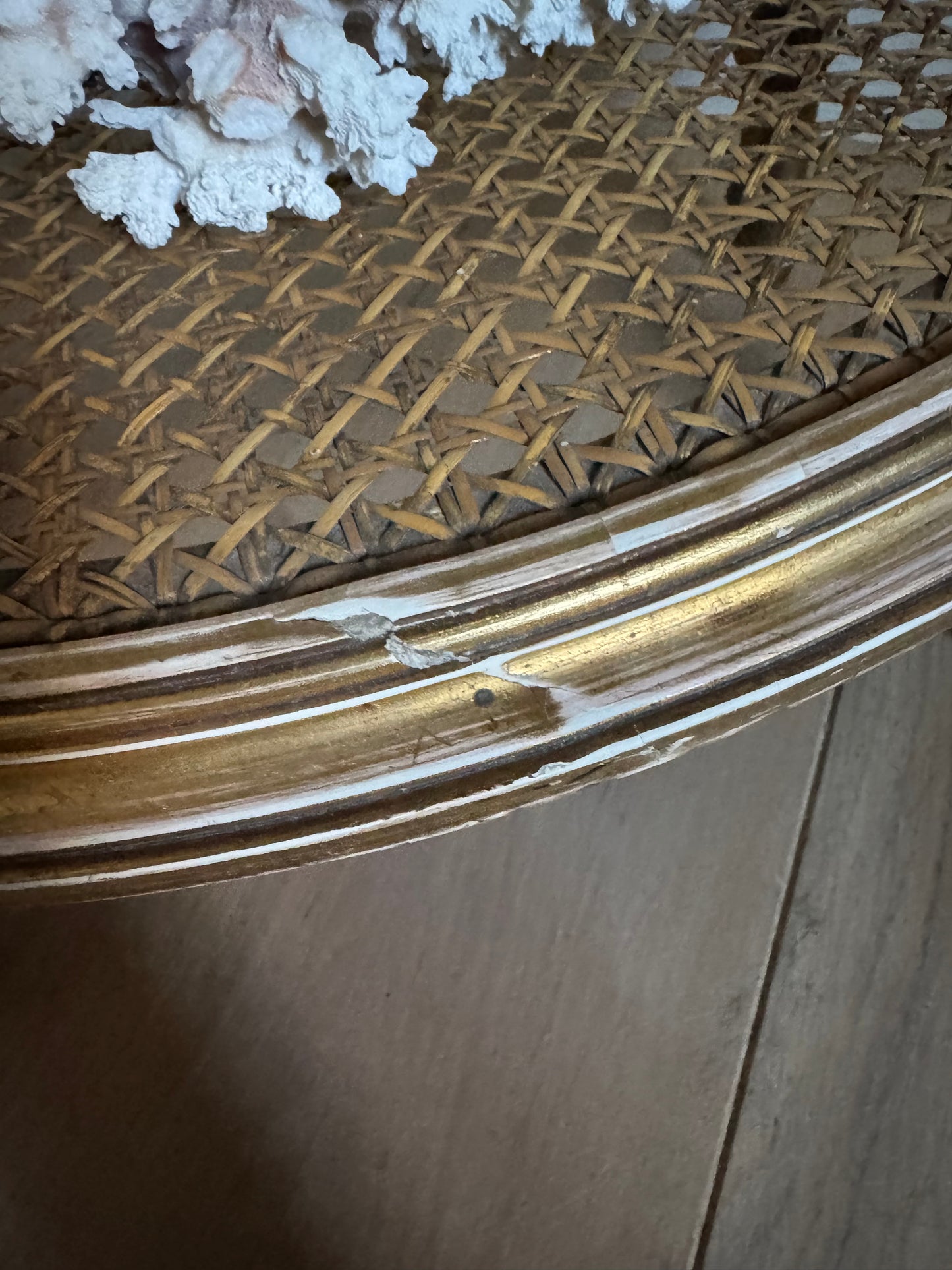 Antique French Gilt Louis XVI Oval Side Table Marble Top