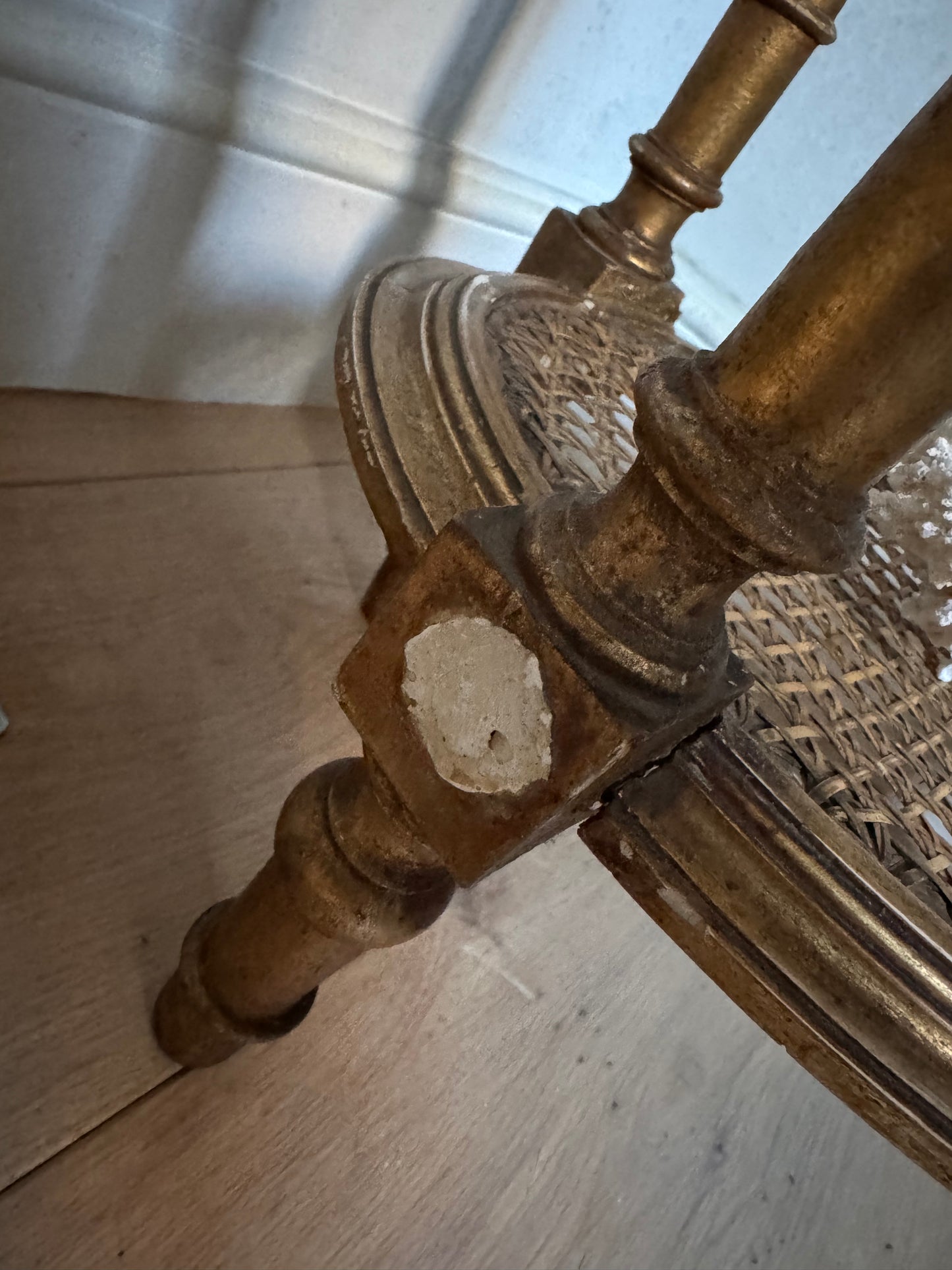 Antique French Gilt Louis XVI Oval Side Table Marble Top
