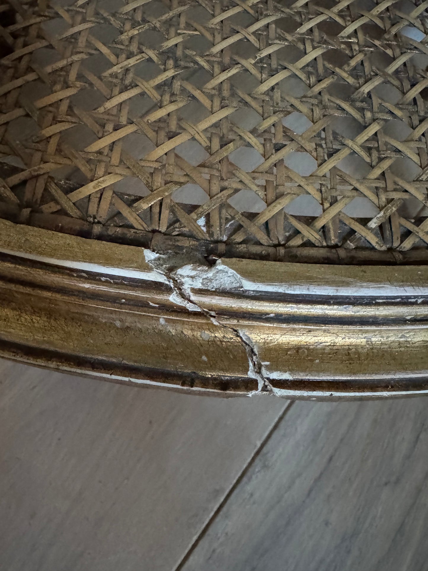 Antique French Gilt Louis XVI Oval Side Table Marble Top