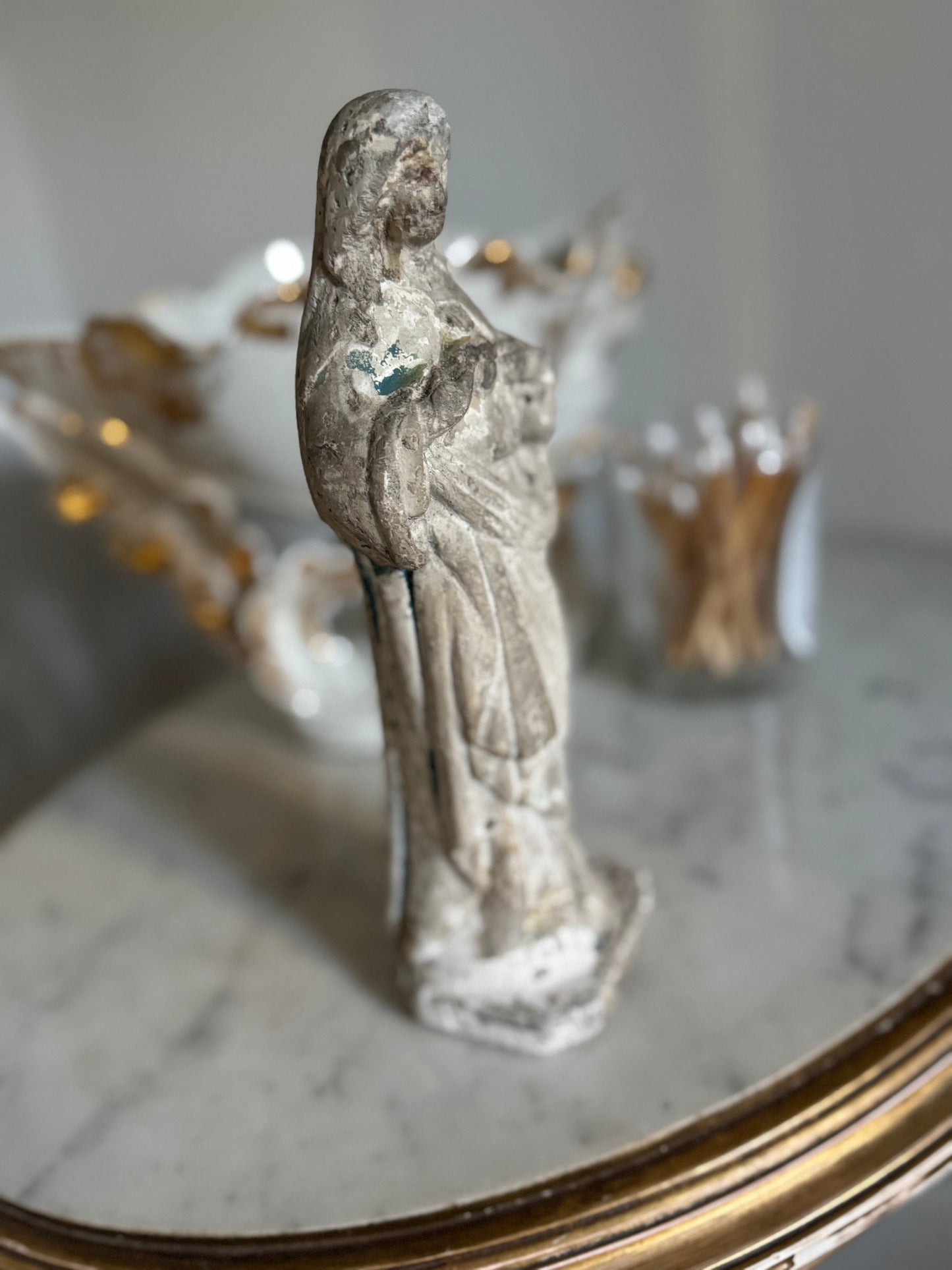 Vintage French Plaster Virgin Mary Figure