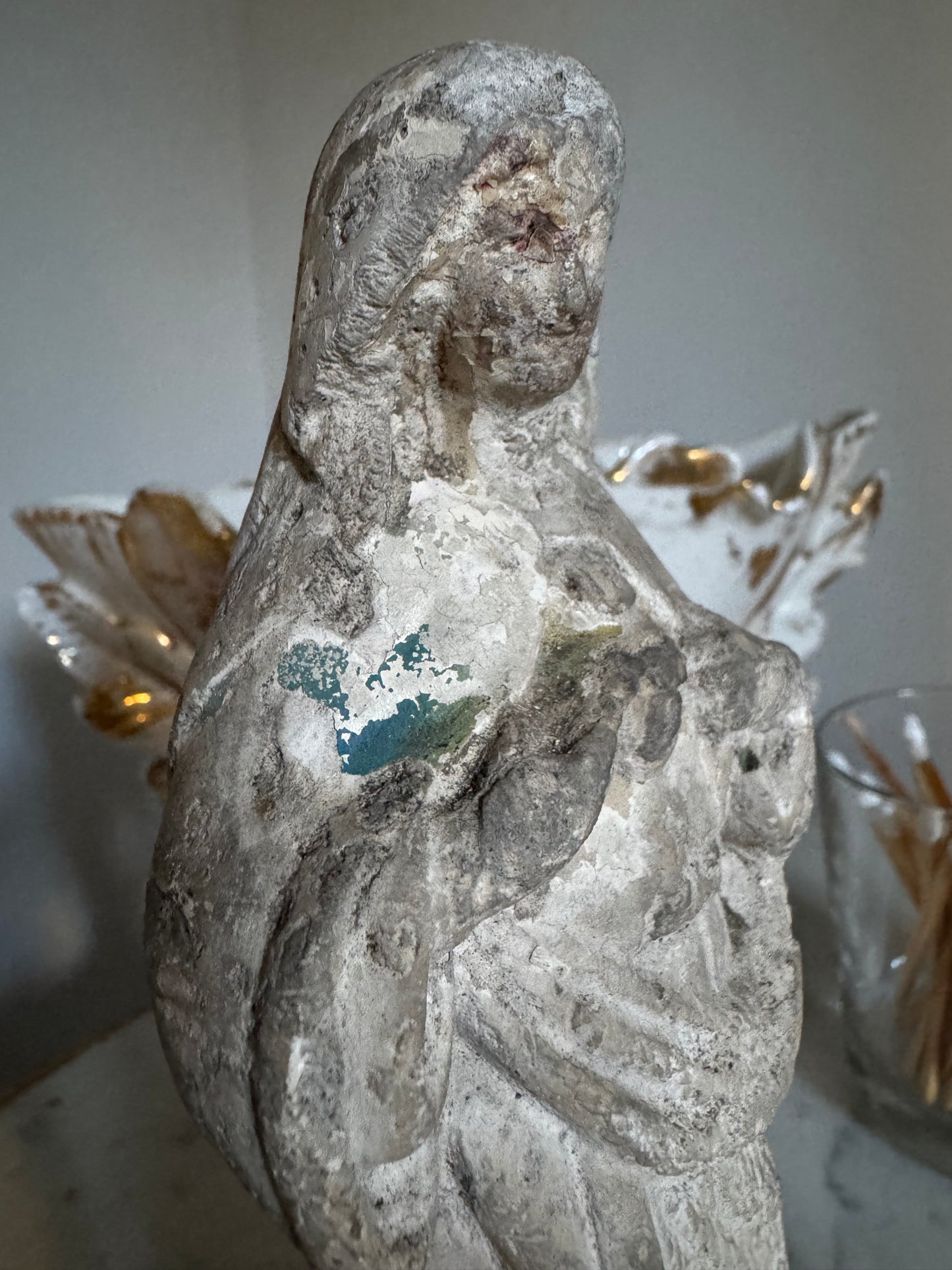 Vintage French Plaster Virgin Mary Figure