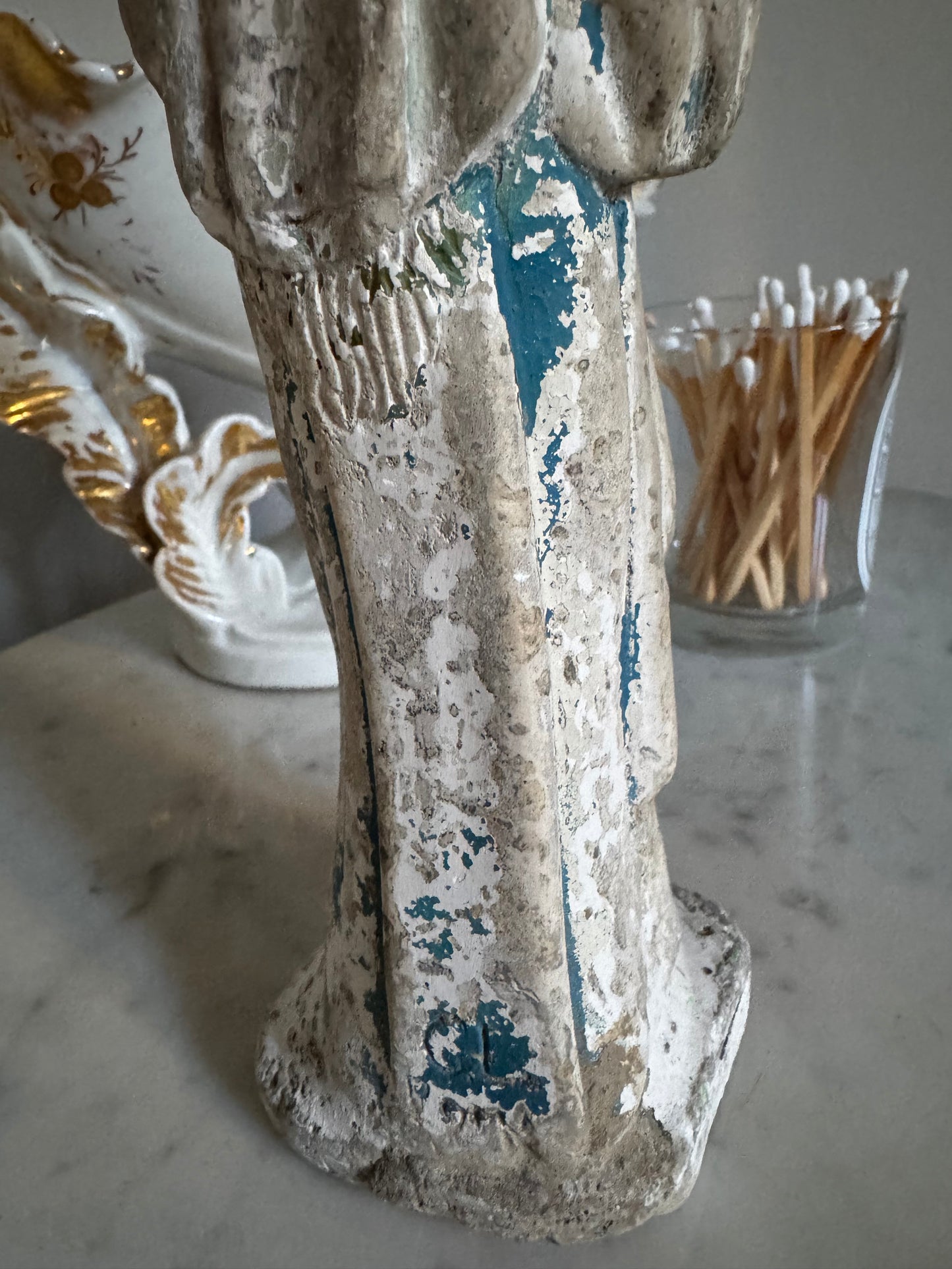 Vintage French Plaster Virgin Mary Figure