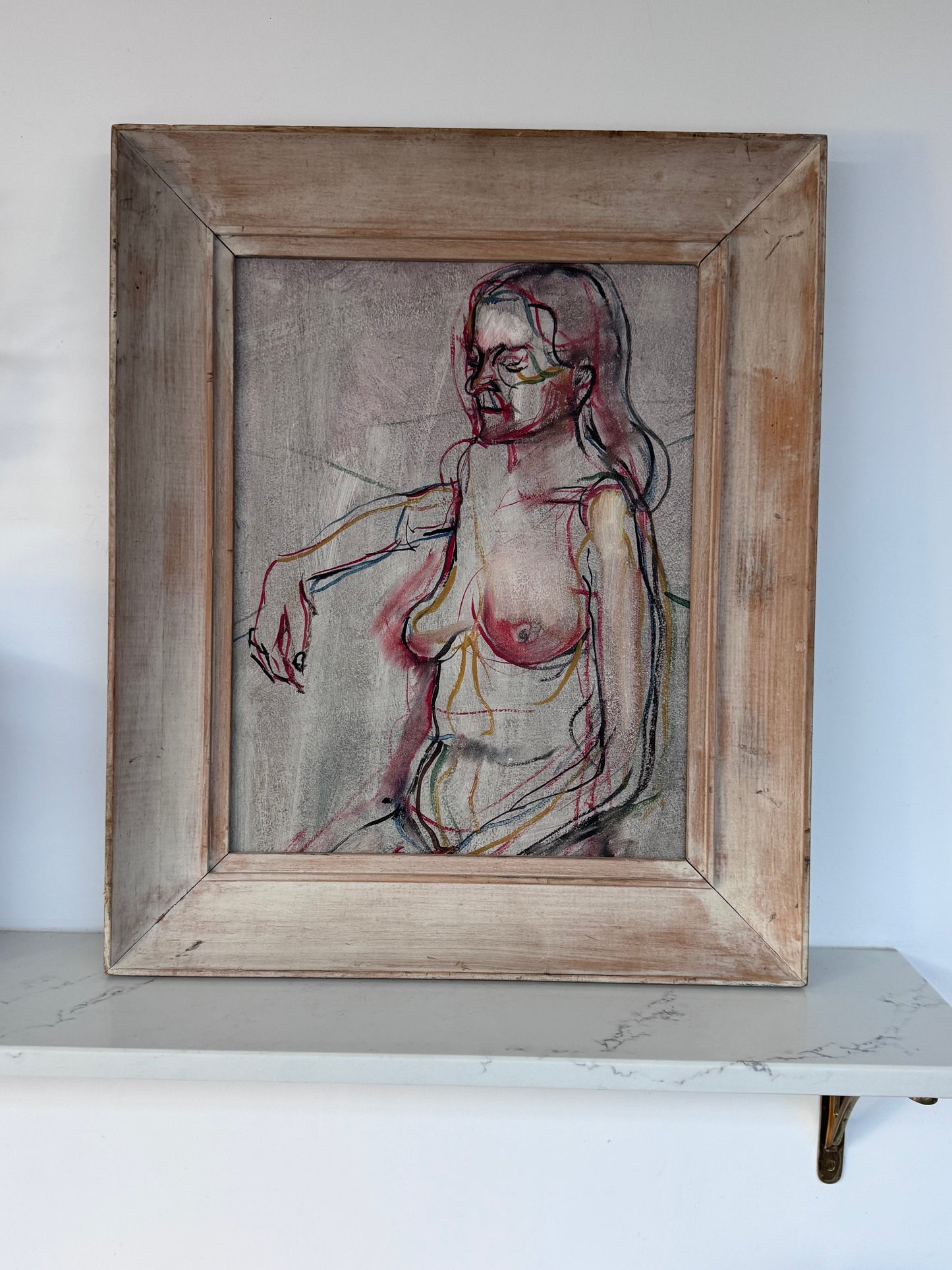 Mid Century Expressionistic Nude Framed