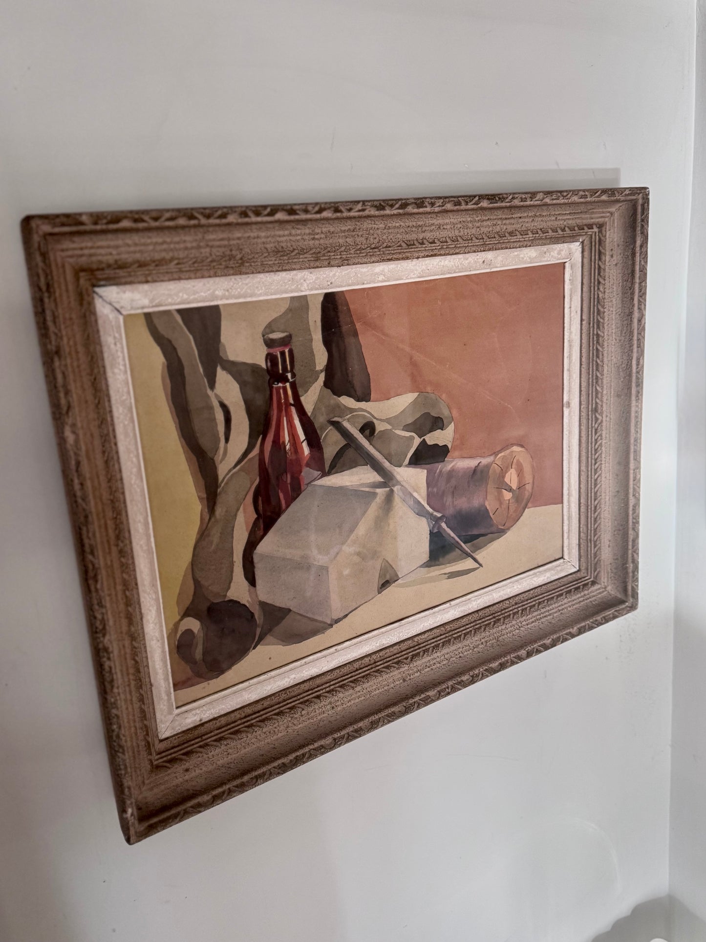 Large Framed Vintage Watercolour Still Life