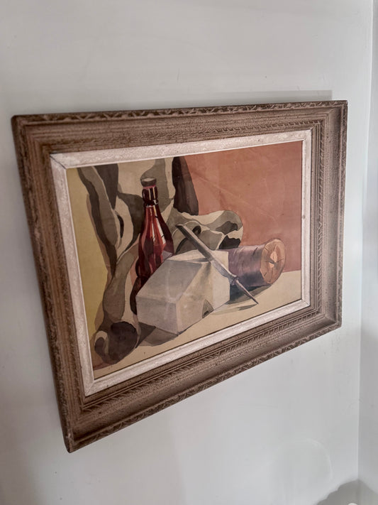 Large Framed Vintage Watercolour Still Life