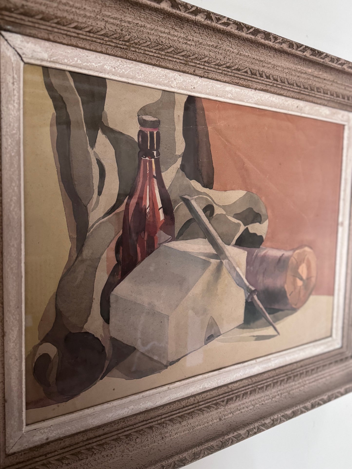 Large Framed Vintage Watercolour Still Life