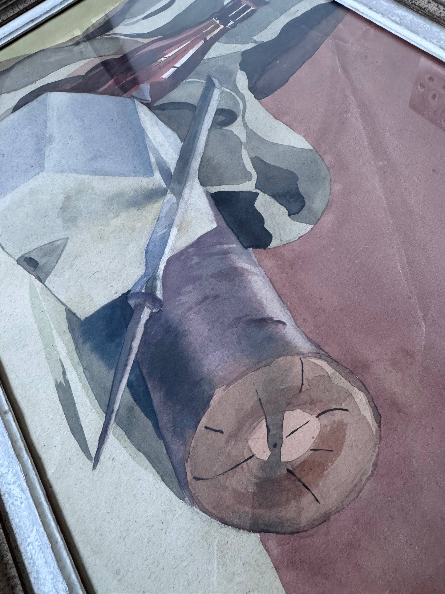 Large Framed Vintage Watercolour Still Life