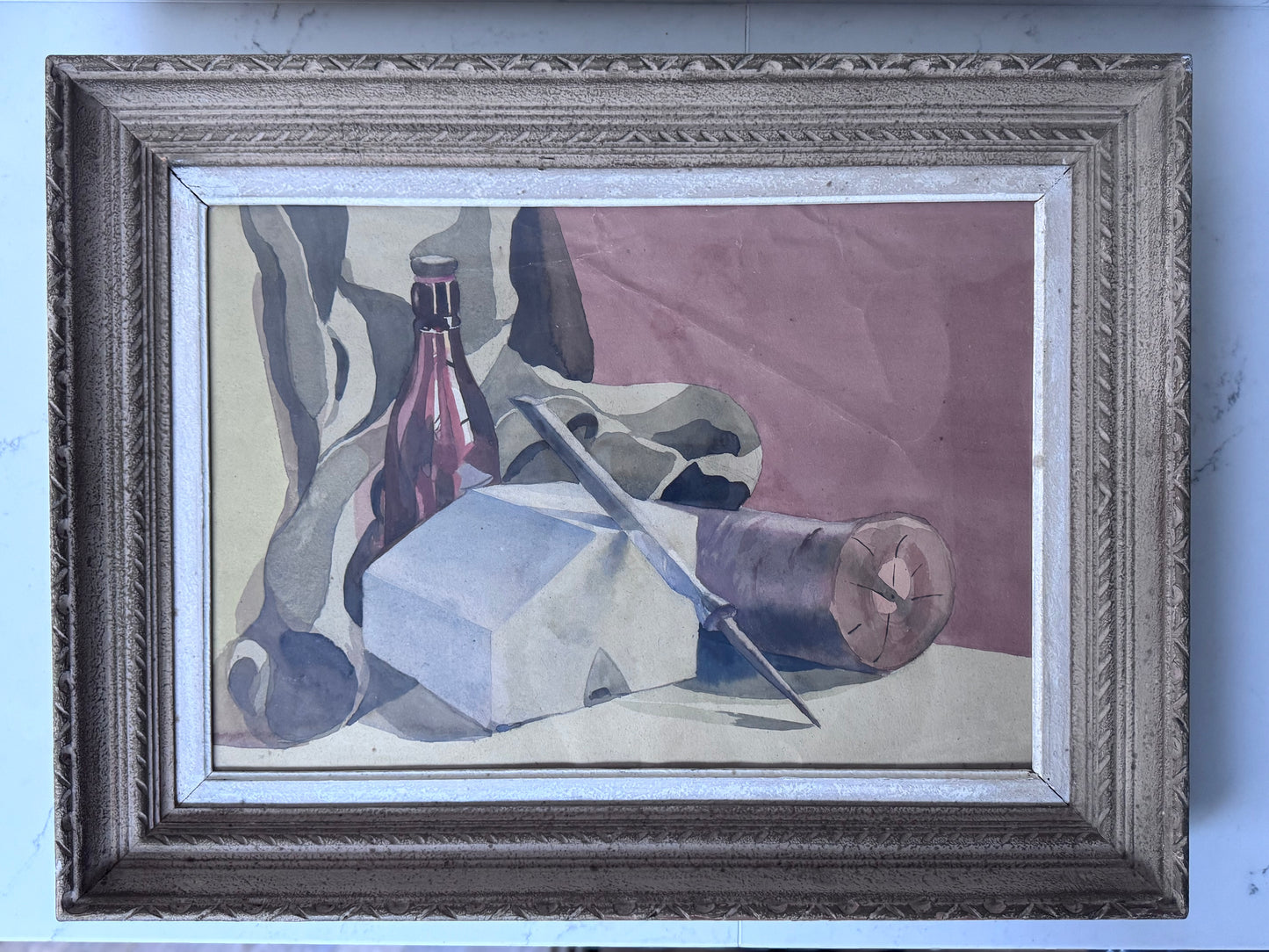 Large Framed Vintage Watercolour Still Life