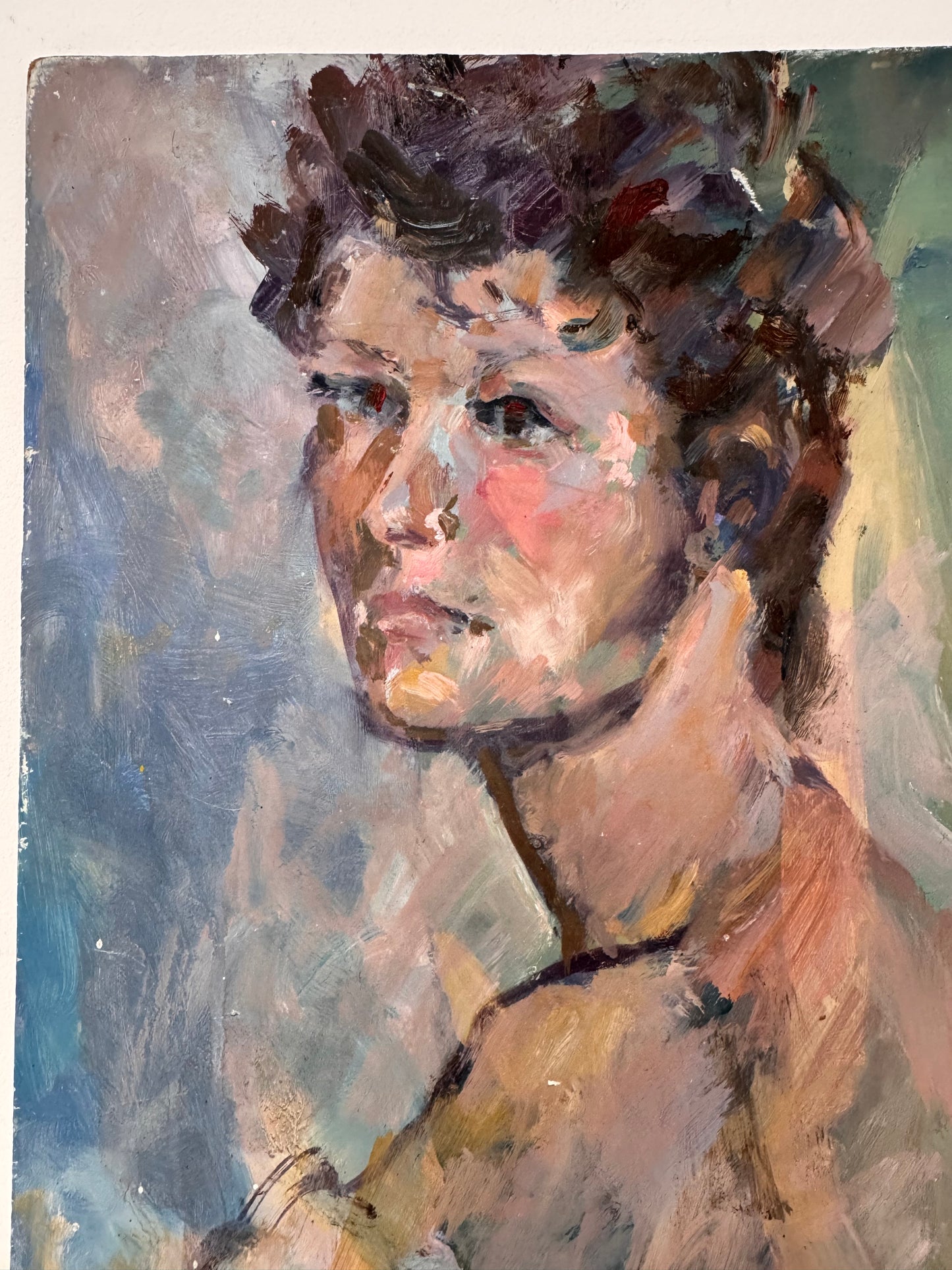 Vintage Male Portrait Acrylic On Board