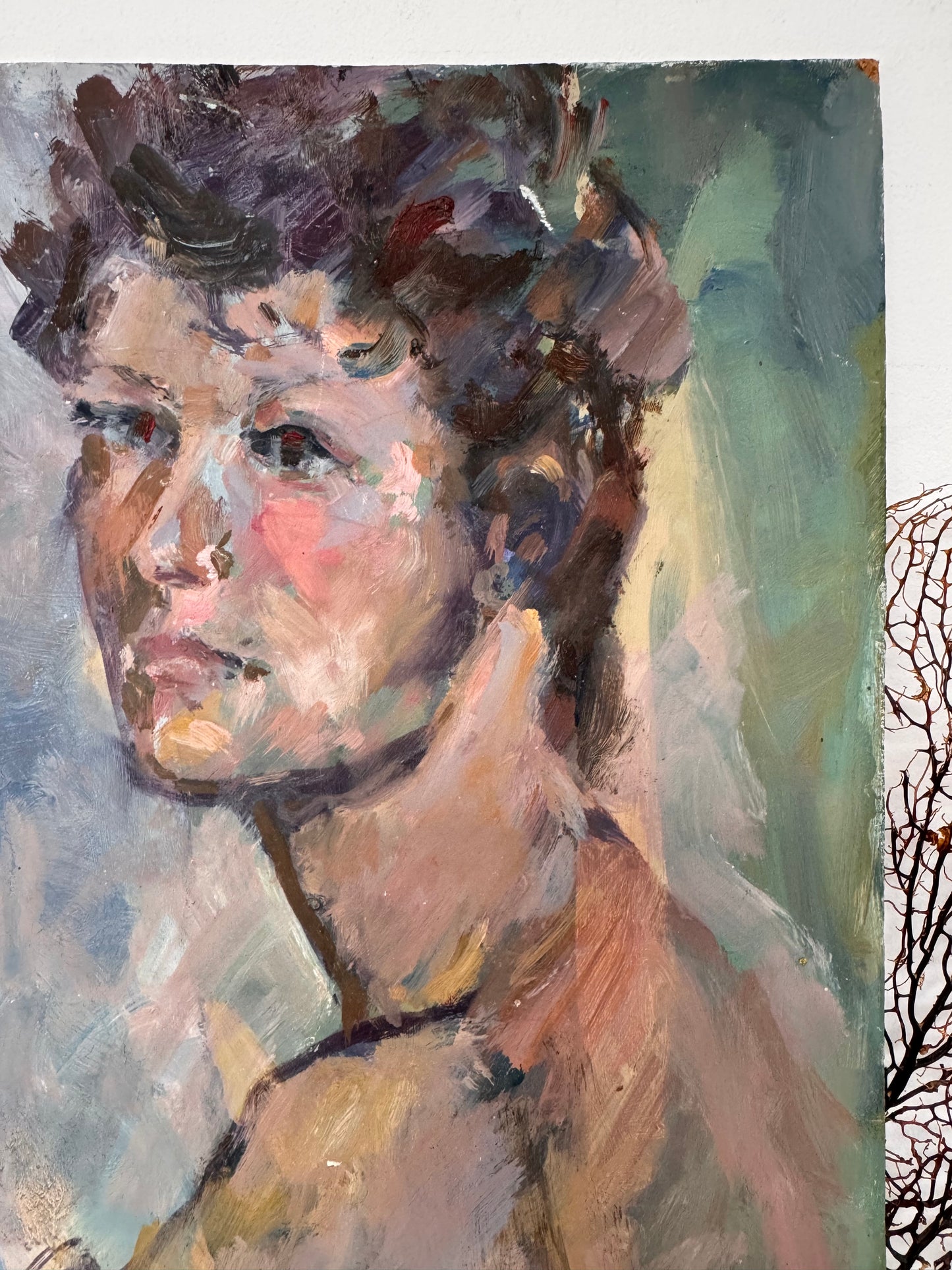 Vintage Male Portrait Acrylic On Board