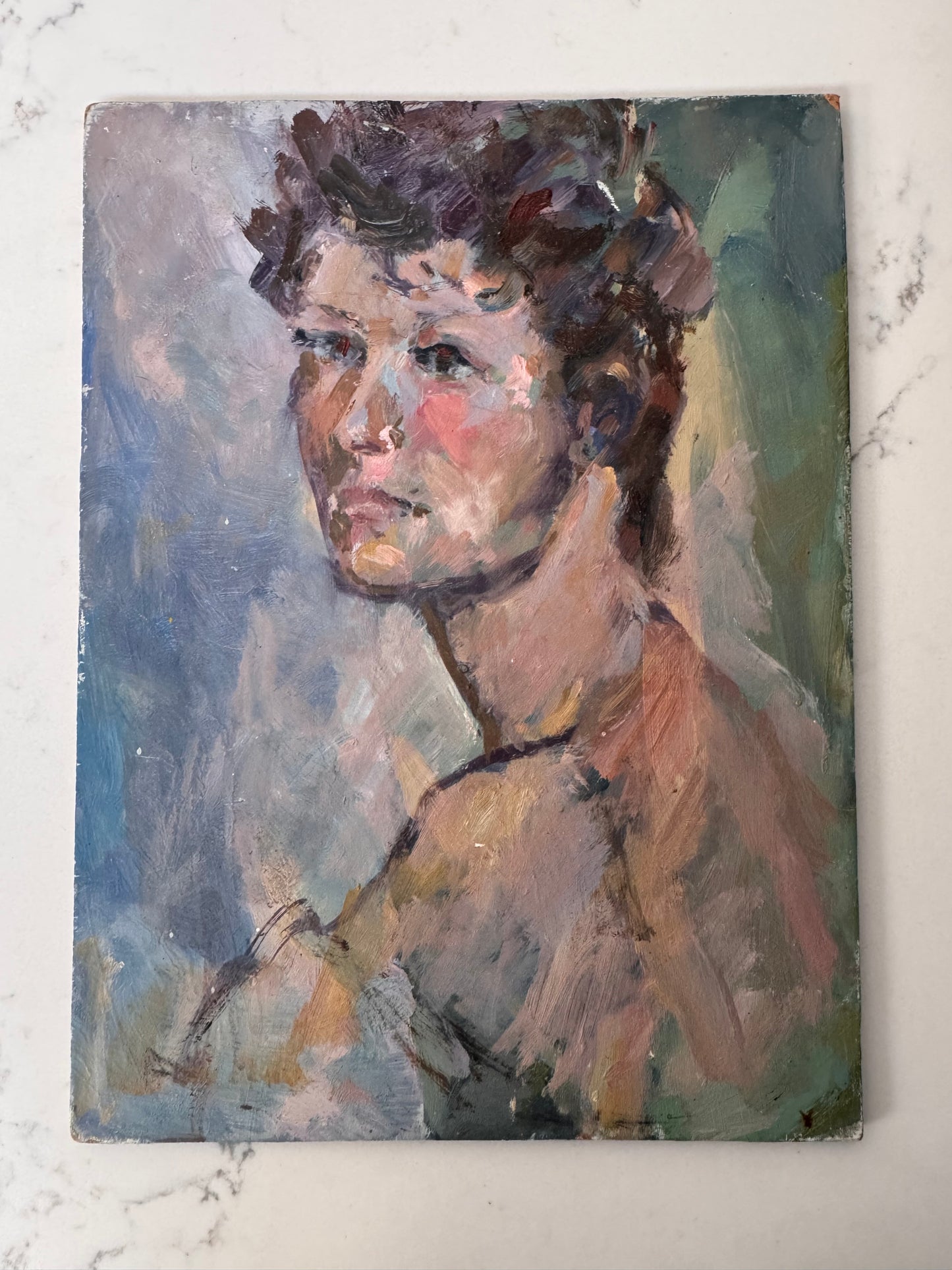 Vintage Male Portrait Acrylic On Board