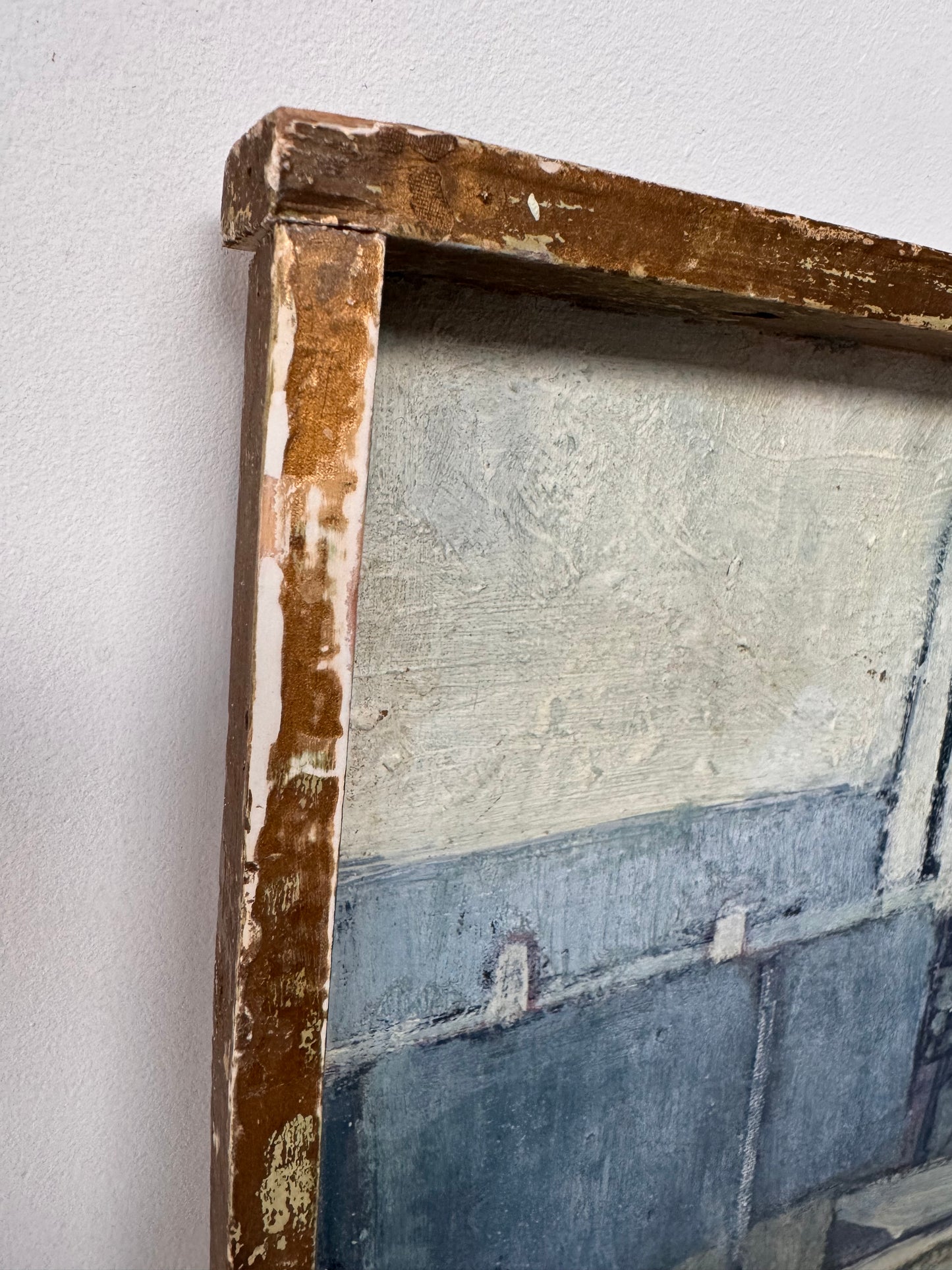 Vintage Large Mid Century Acrylic On Board Of Broadstairs Beach & Jetty