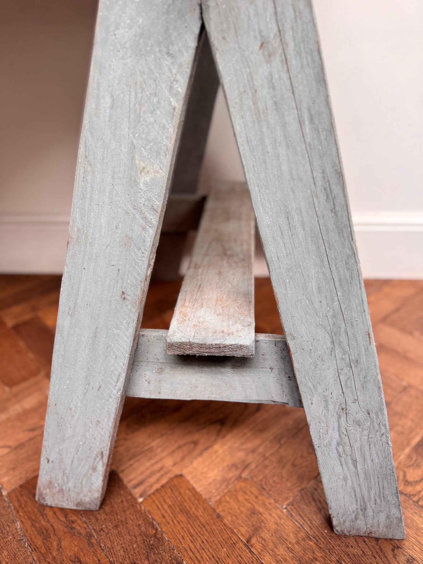 Antique Oak Top Trestle Side Table