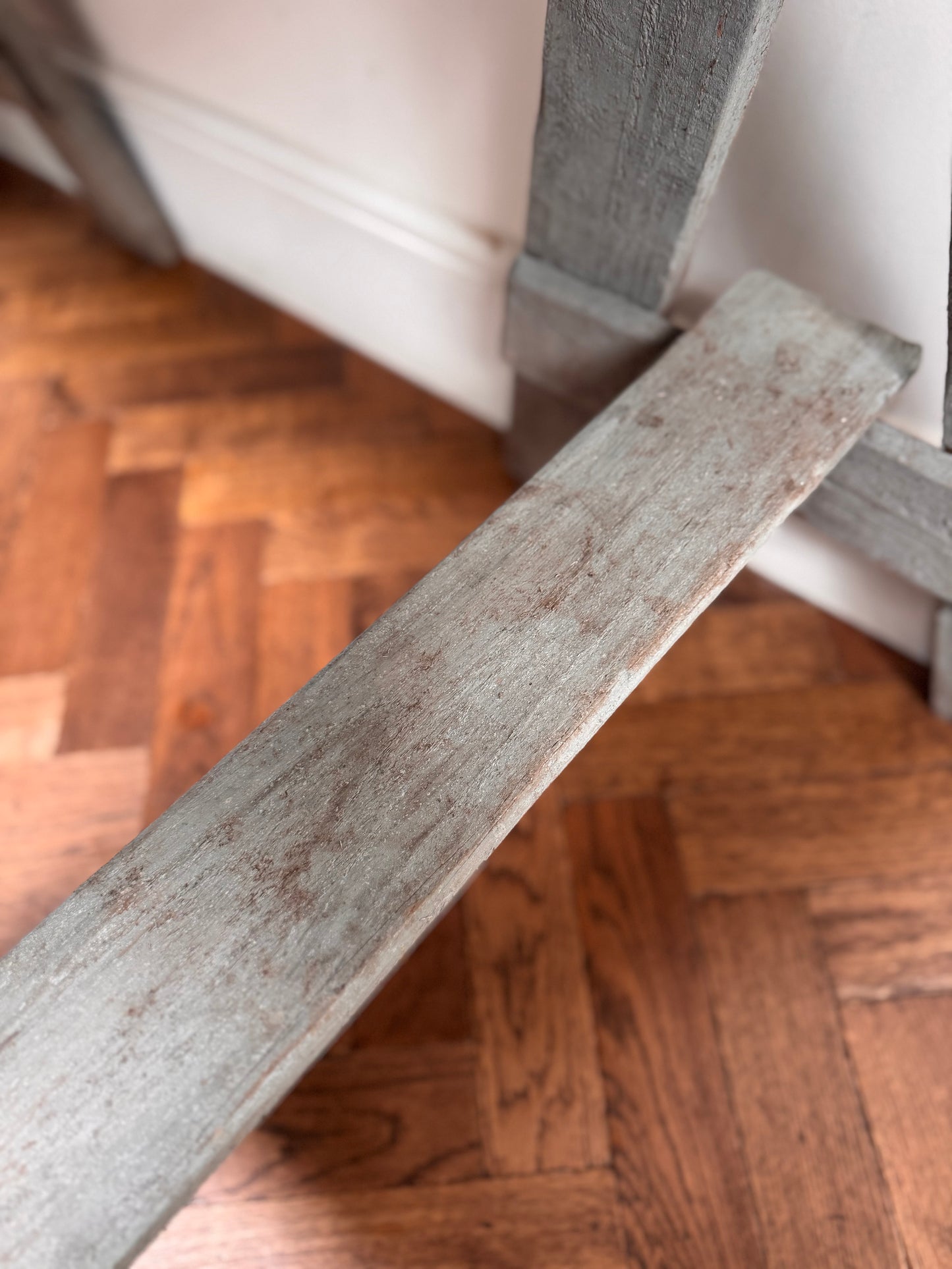 Antique Oak Top Trestle Side Table