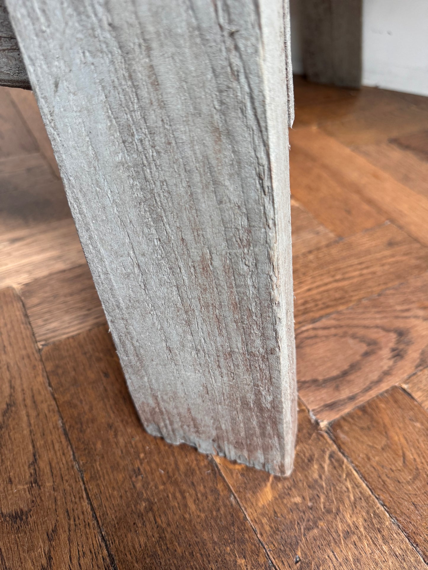 Antique Oak Top Trestle Side Table