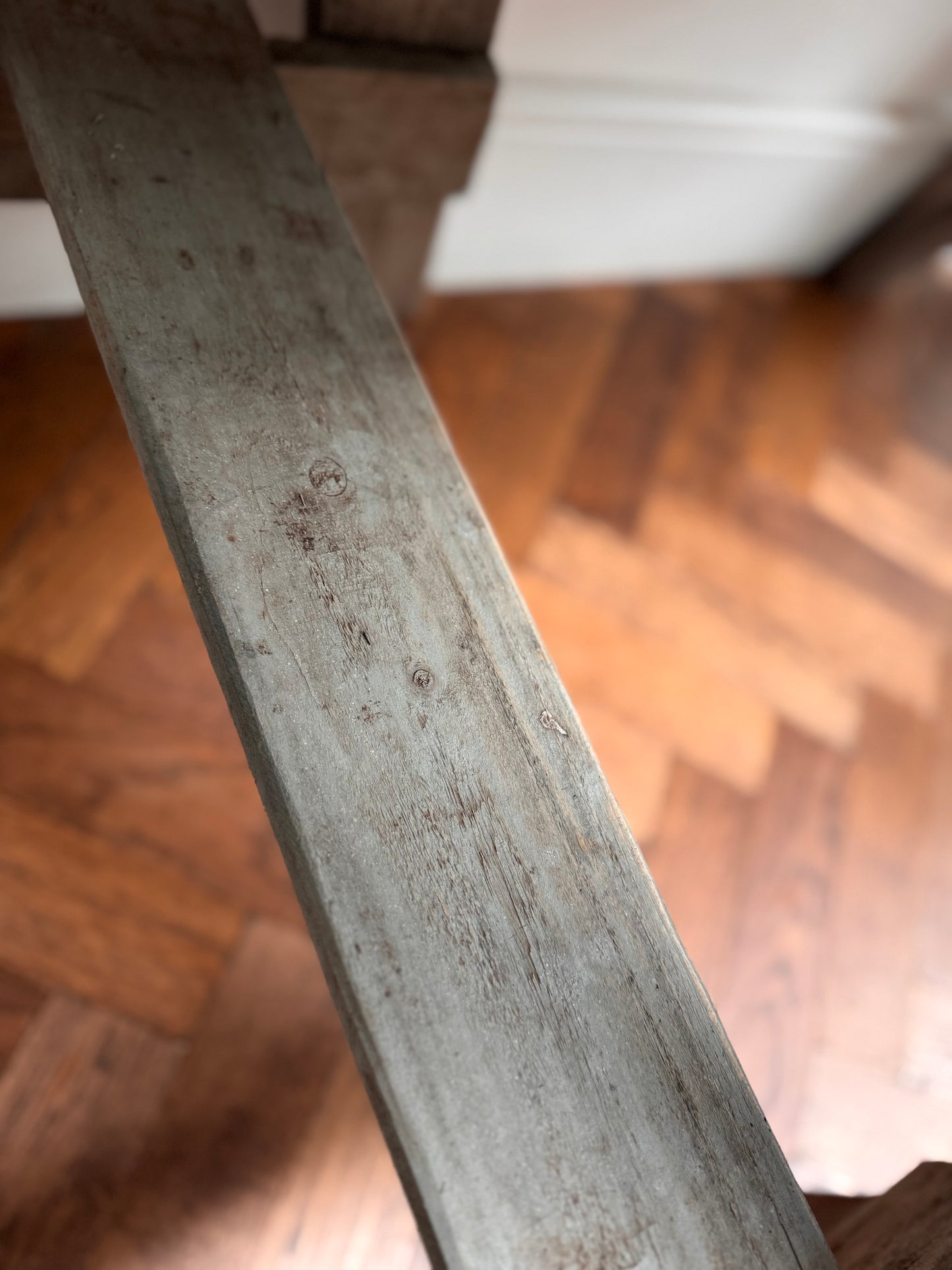 Antique Oak Top Trestle Side Table
