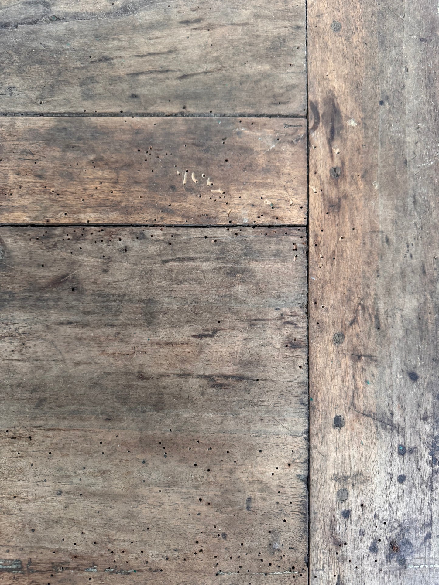 Antique Oak Top Trestle Side Table