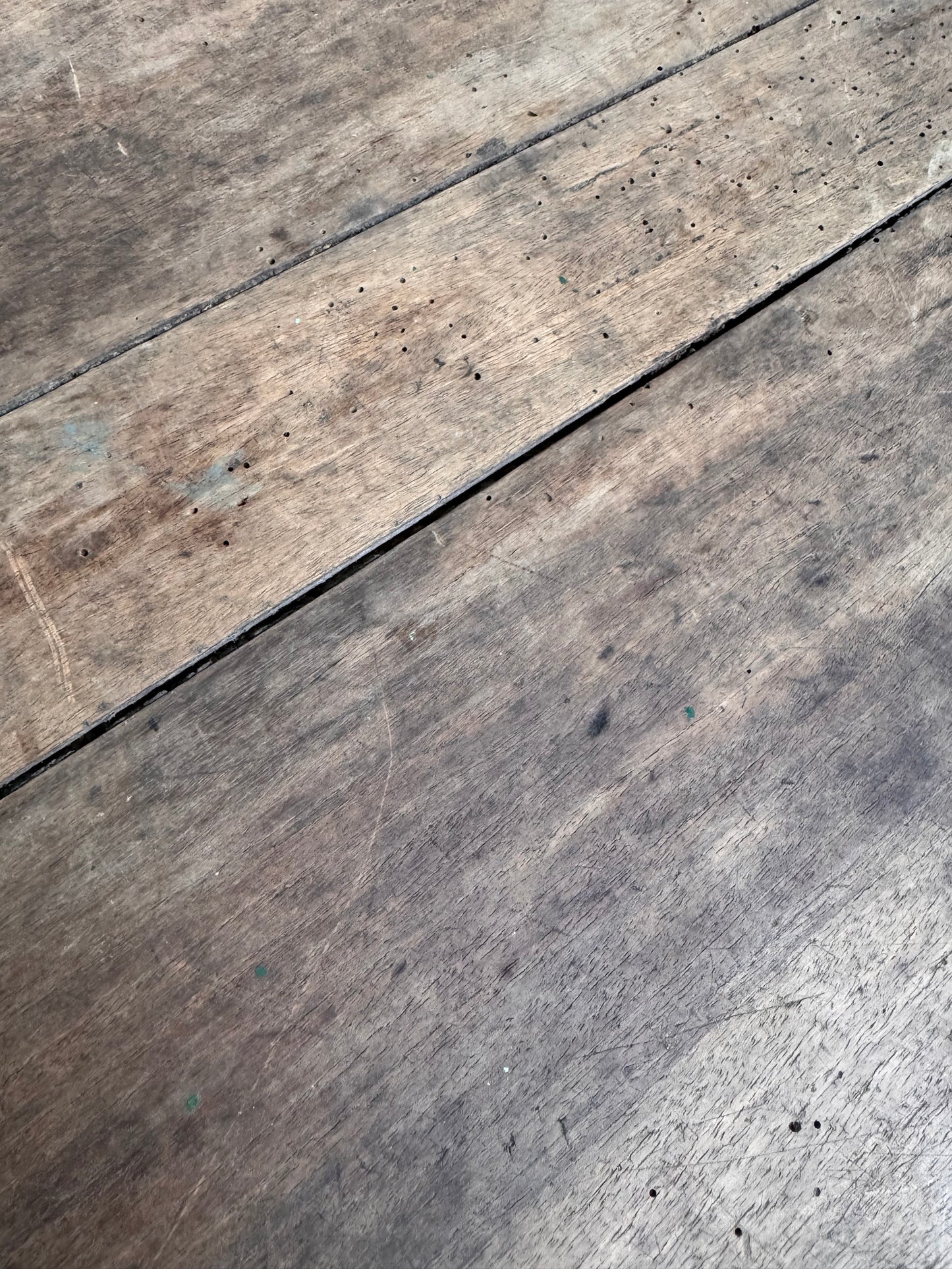 Antique Oak Top Trestle Side Table