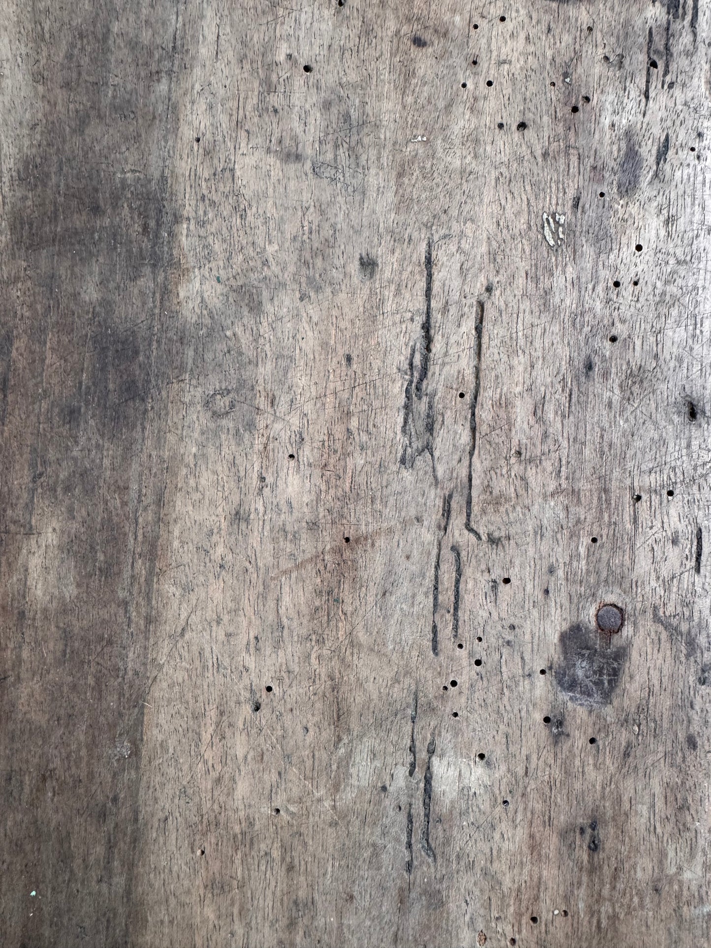 Antique Oak Top Trestle Side Table