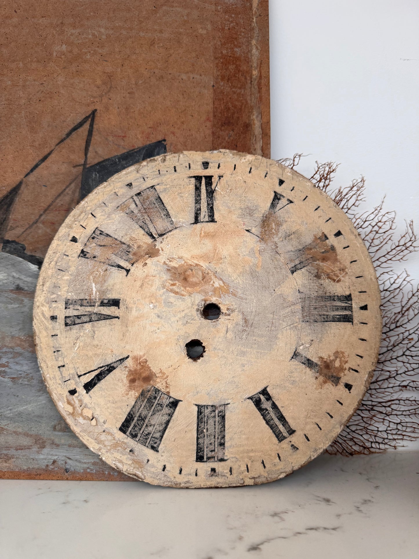 Decorative Antique Wooden Clock Face