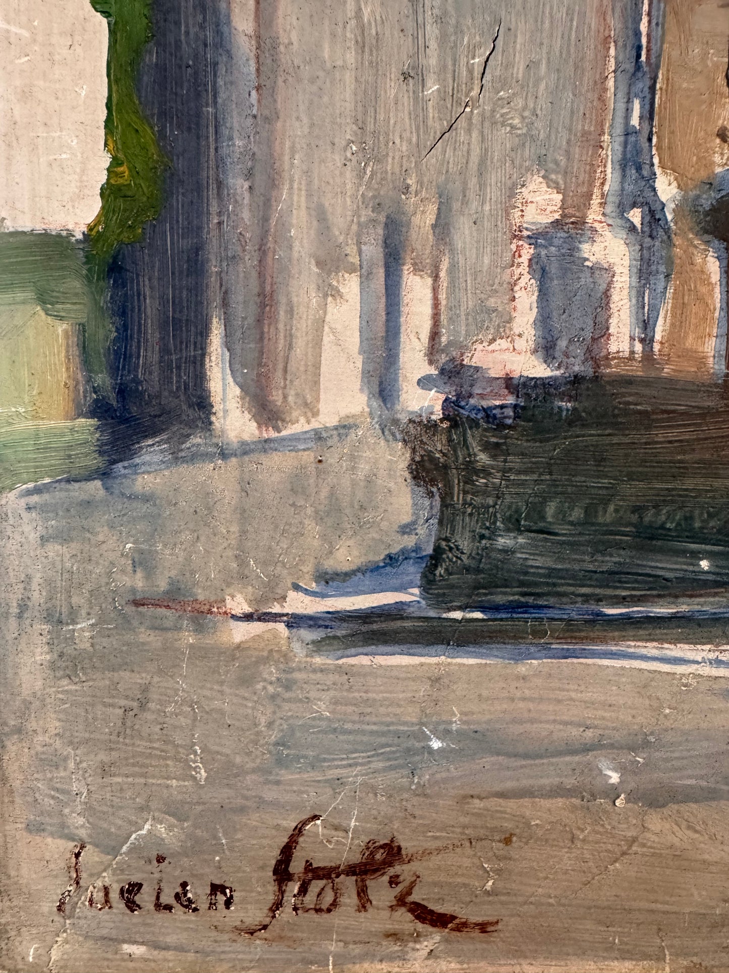 Vintage French Village Scene On Wooden Board