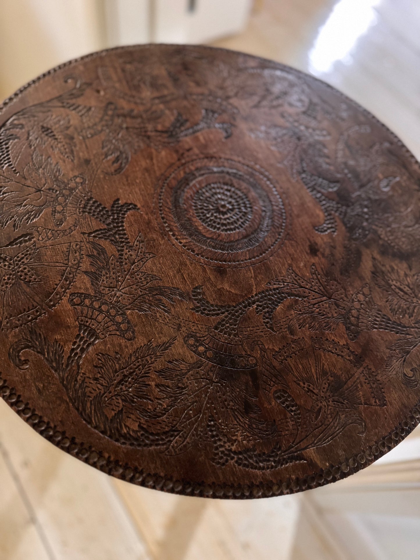 Elegant & Beautifully Carved 2 Tier Side Table