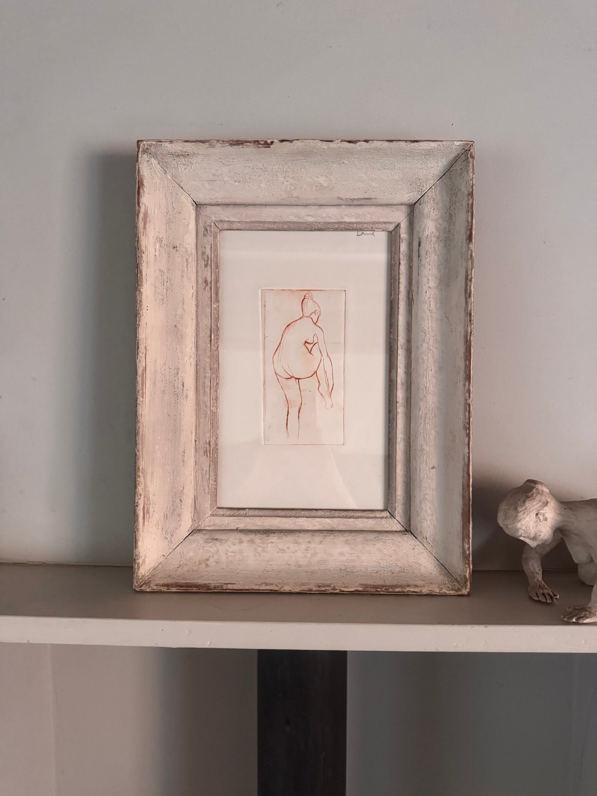 Nude Study Print In Vintage French Frame