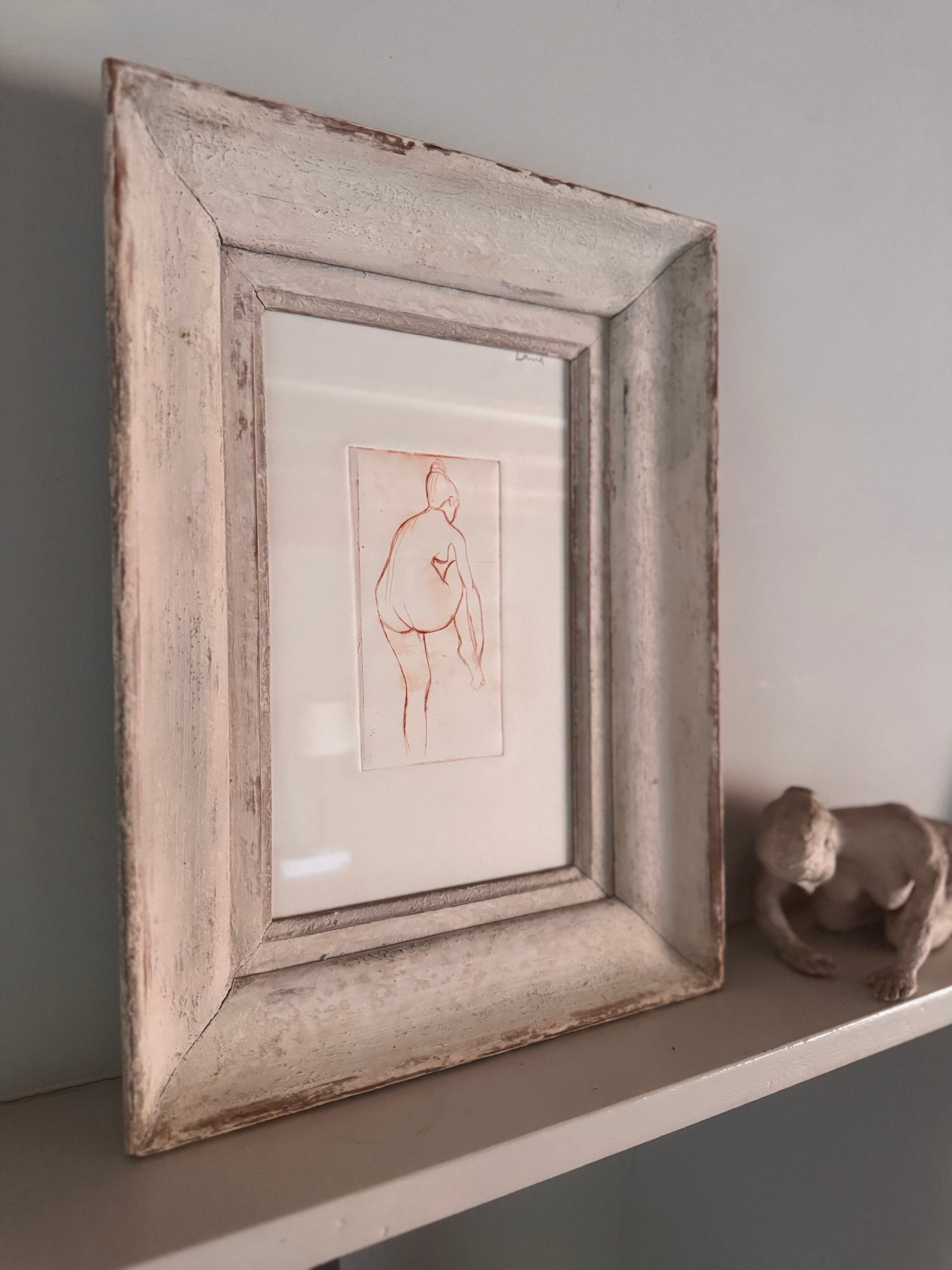 Nude Study Print In Vintage French Frame