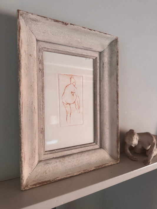 Nude Study Print In Vintage French Frame