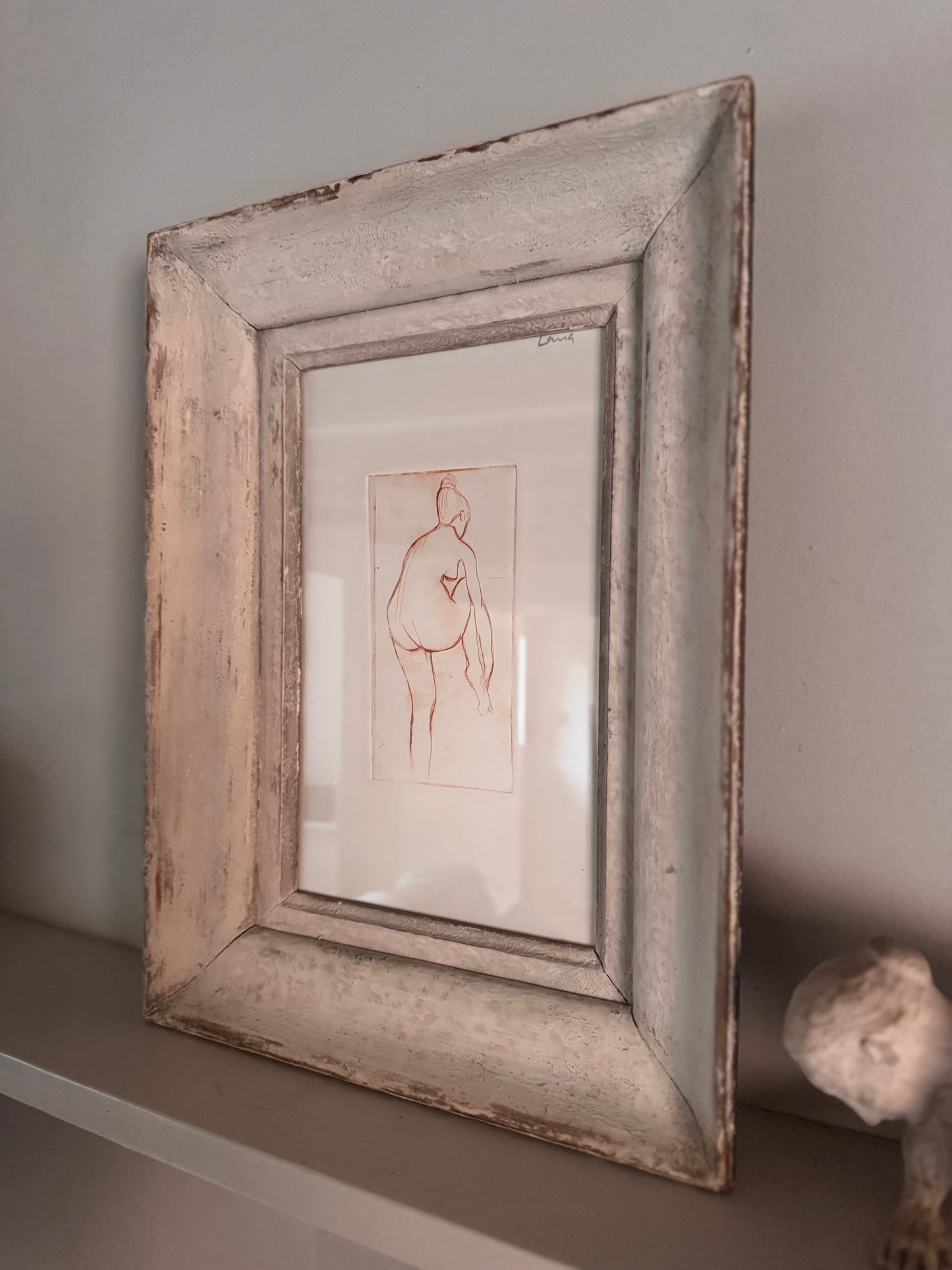 Nude Study Print In Vintage French Frame