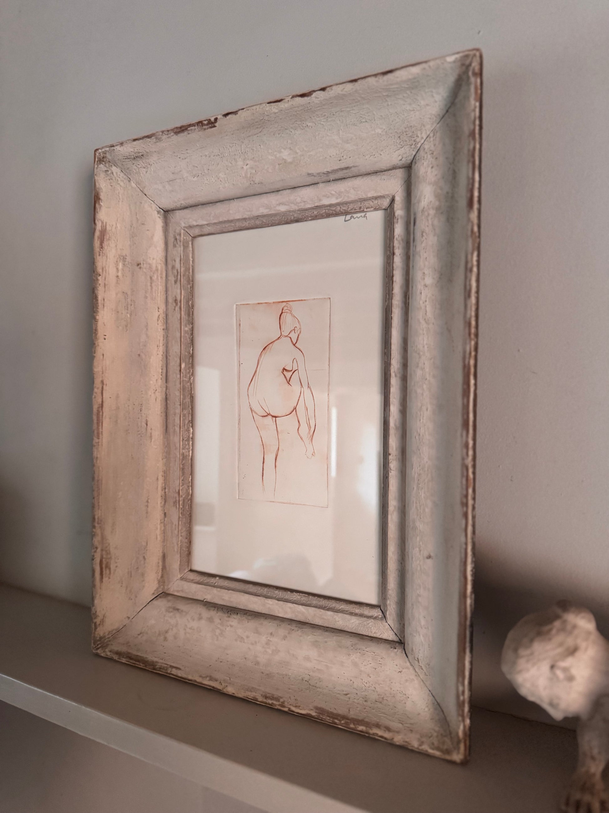 Nude Study Print In Vintage French Frame