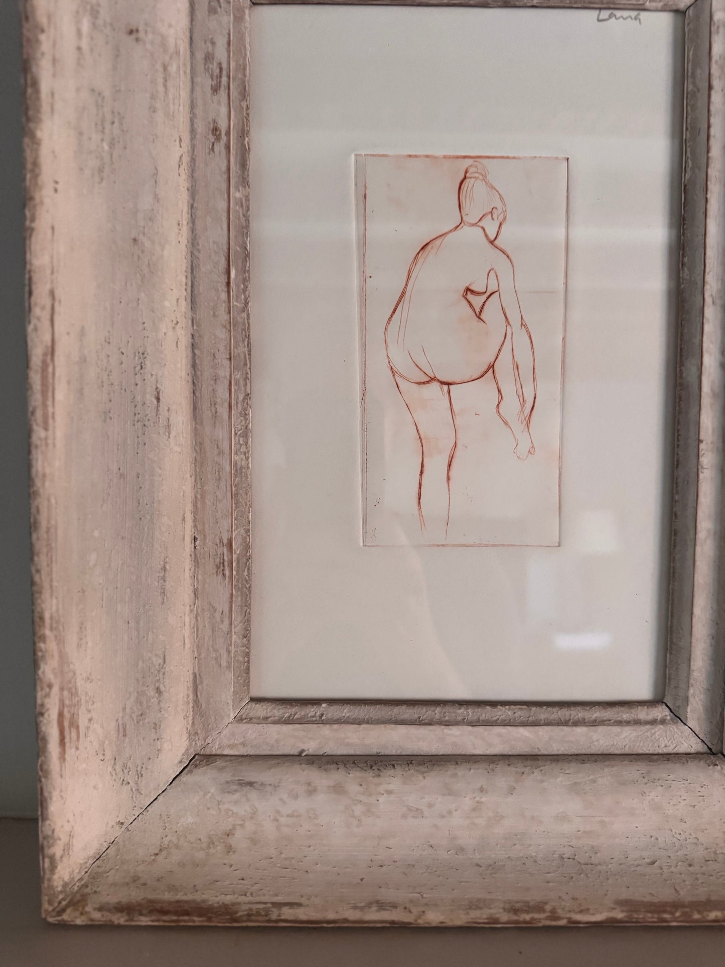 Nude Study Print In Vintage French Frame